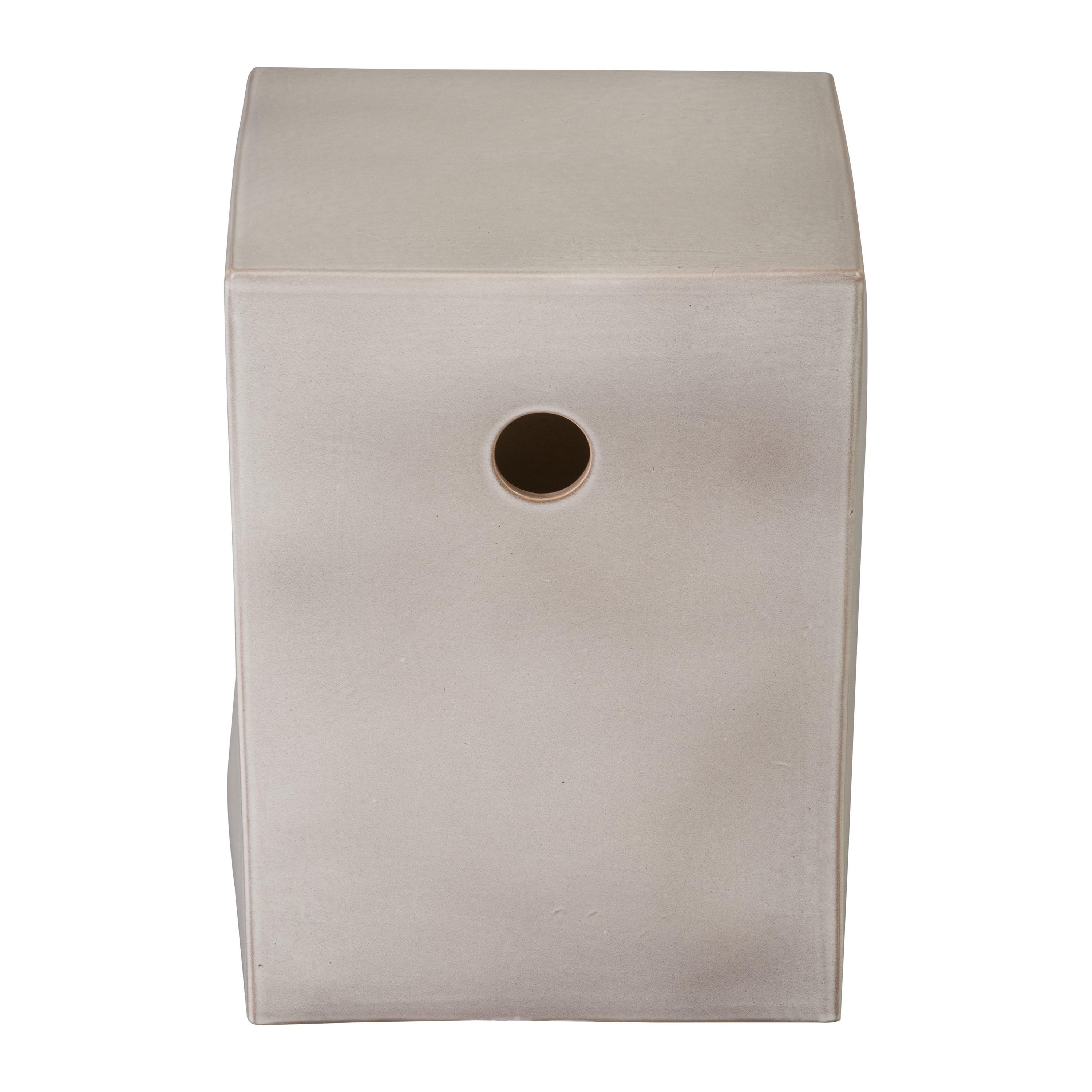 18 in. Square Blue Ceramic Garden Stool