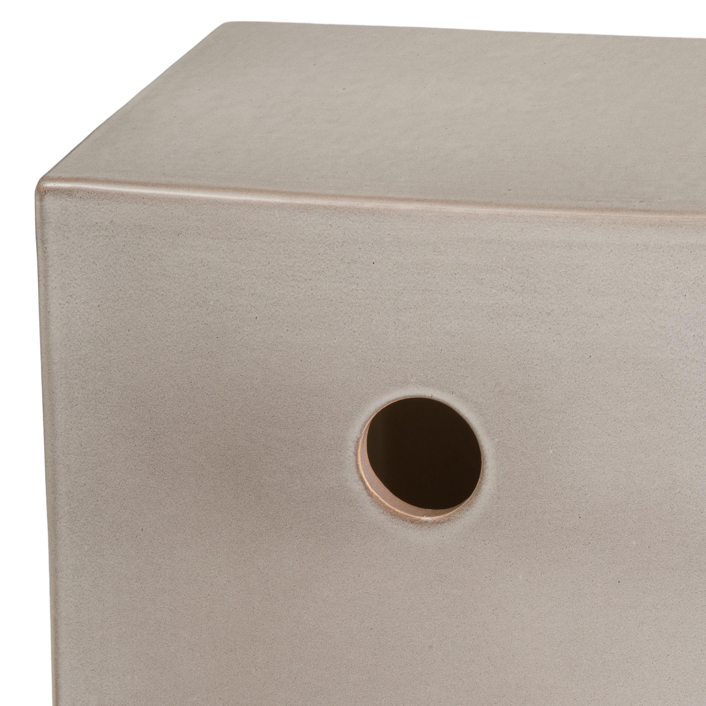 18 in. Square Blue Ceramic Garden Stool