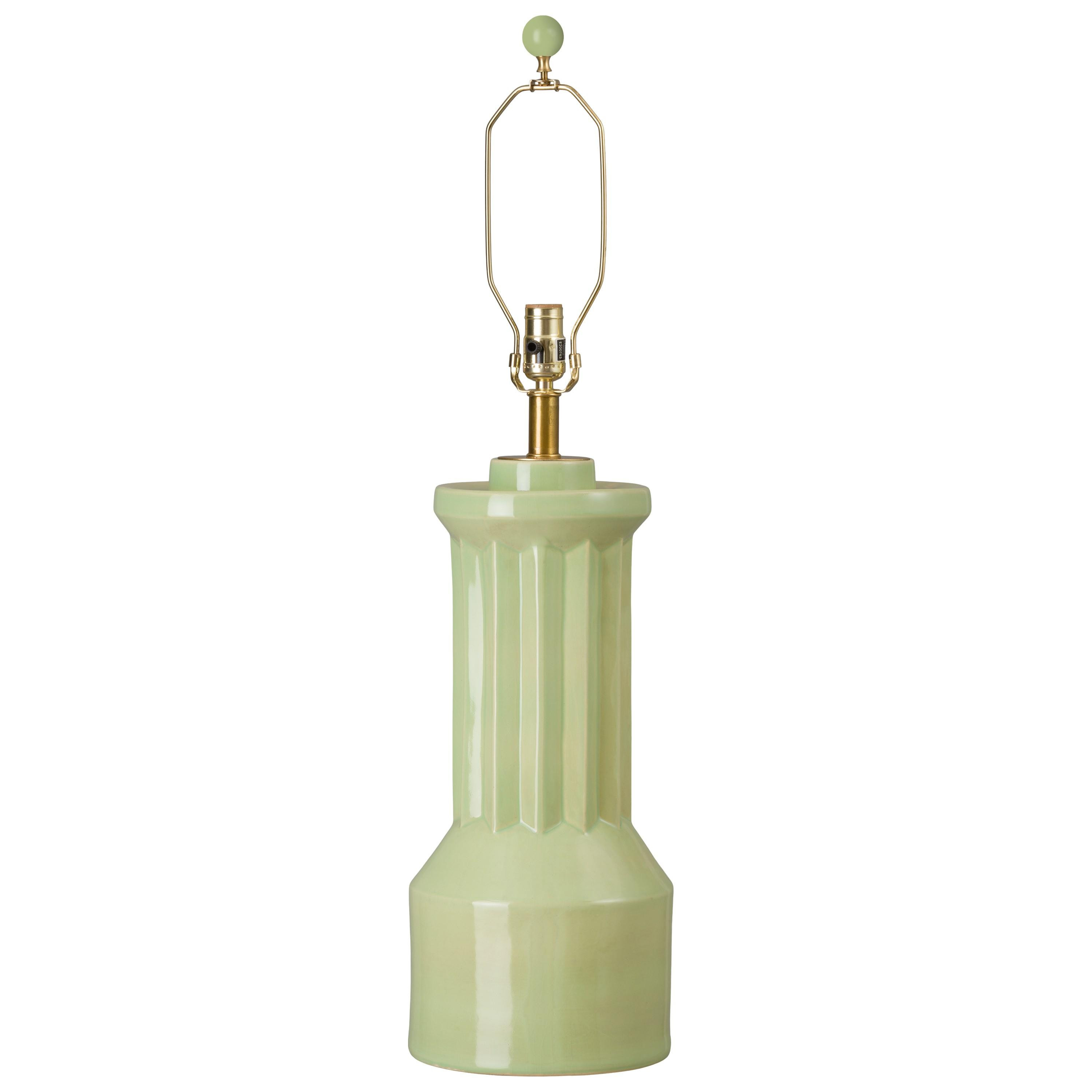 Intrepid 33.5 in. Apple Green Ceramic Lamp