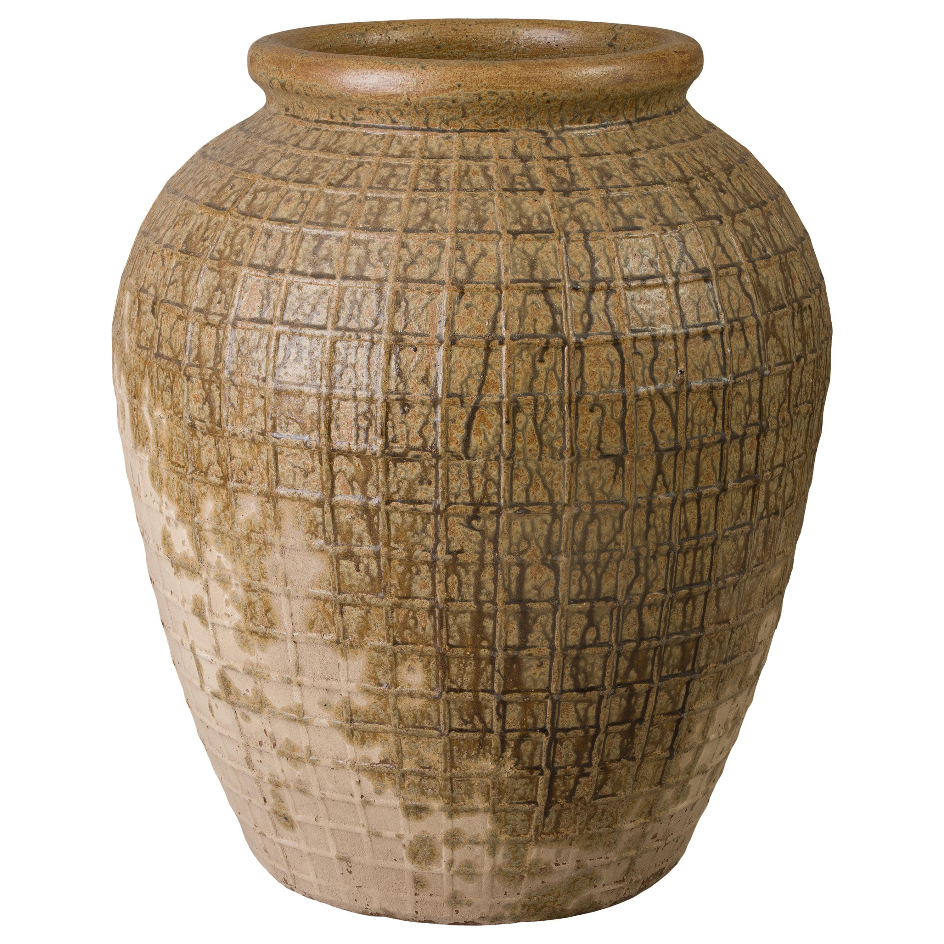 Intersect 37.5 in. Antique Amber Ceramic Storage Jar