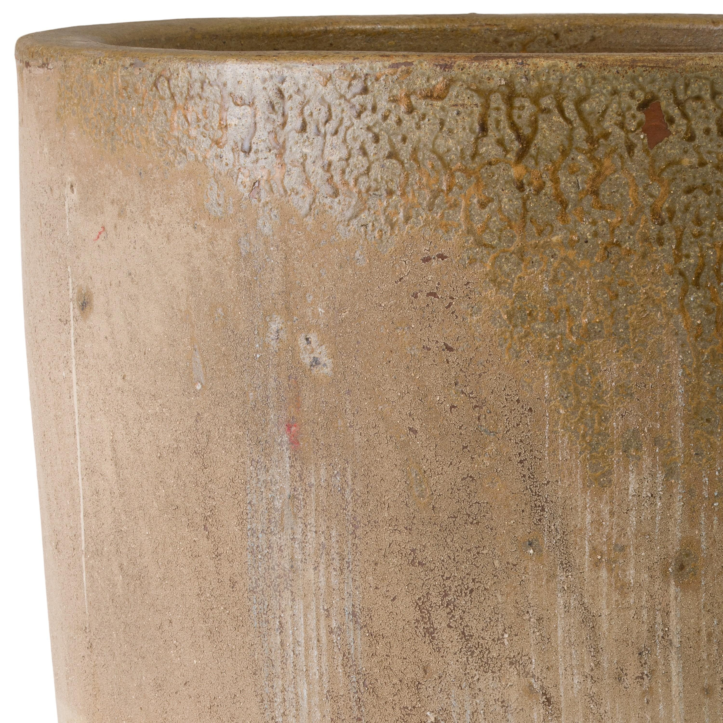 Saul 38 in. Antique Amber Ceramic Planter