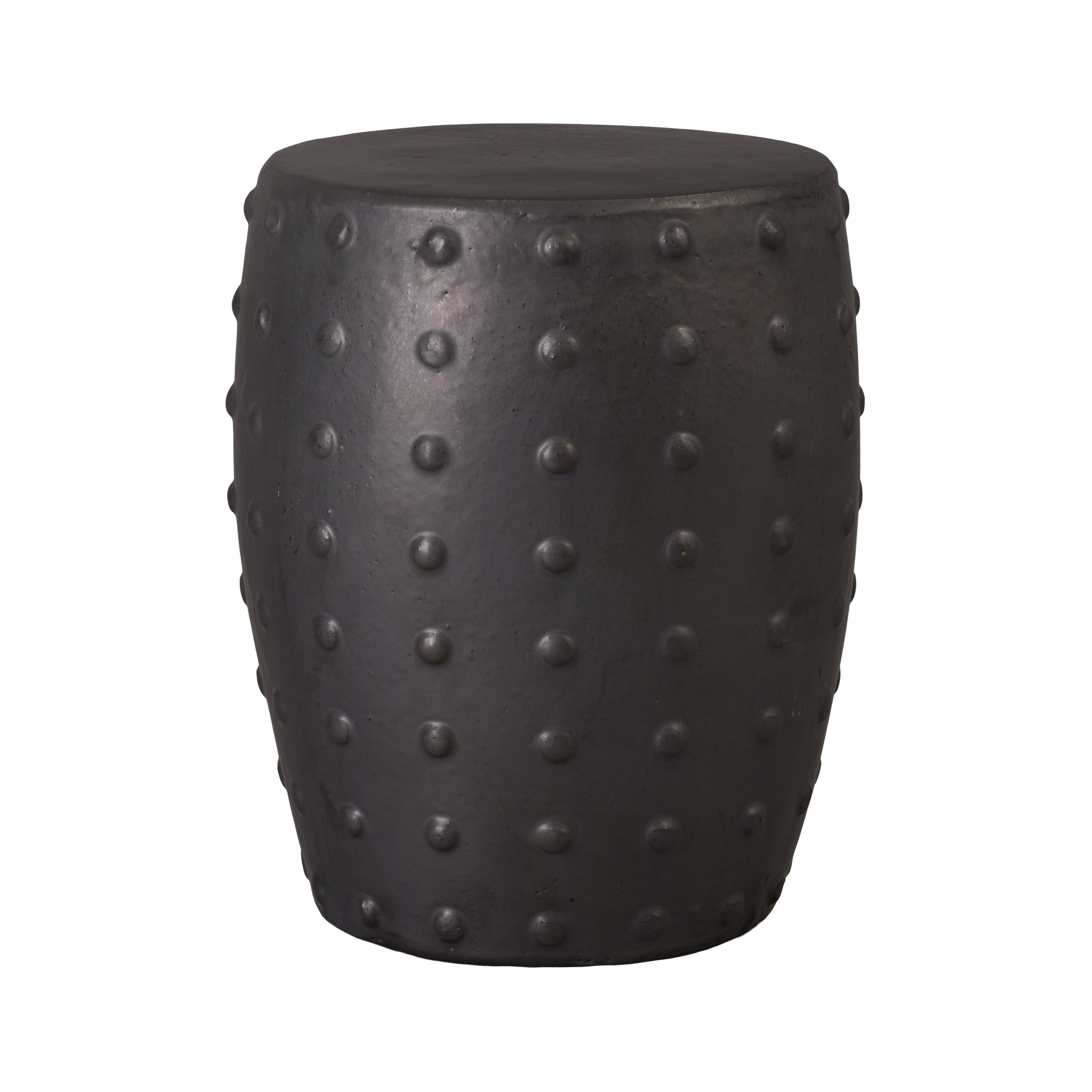 Stud 18 in. Matte Black Ceramic Garden Stool