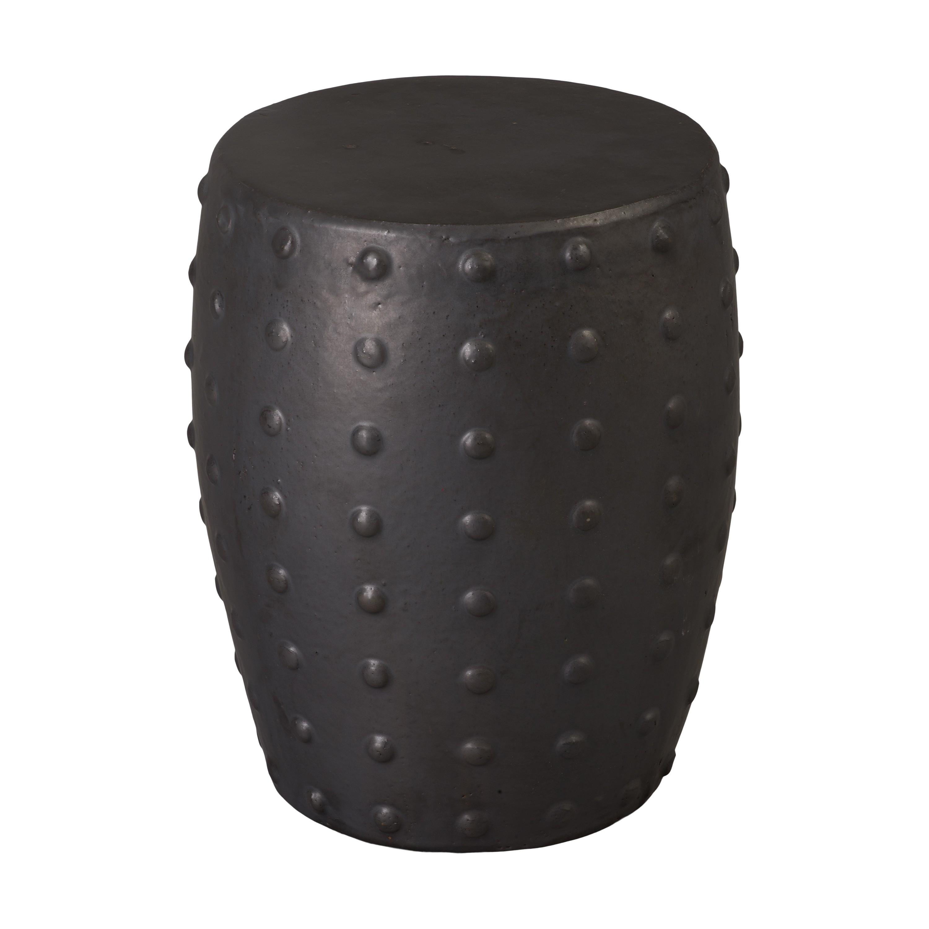 Stud 18 in. Matte Black Ceramic Garden Stool