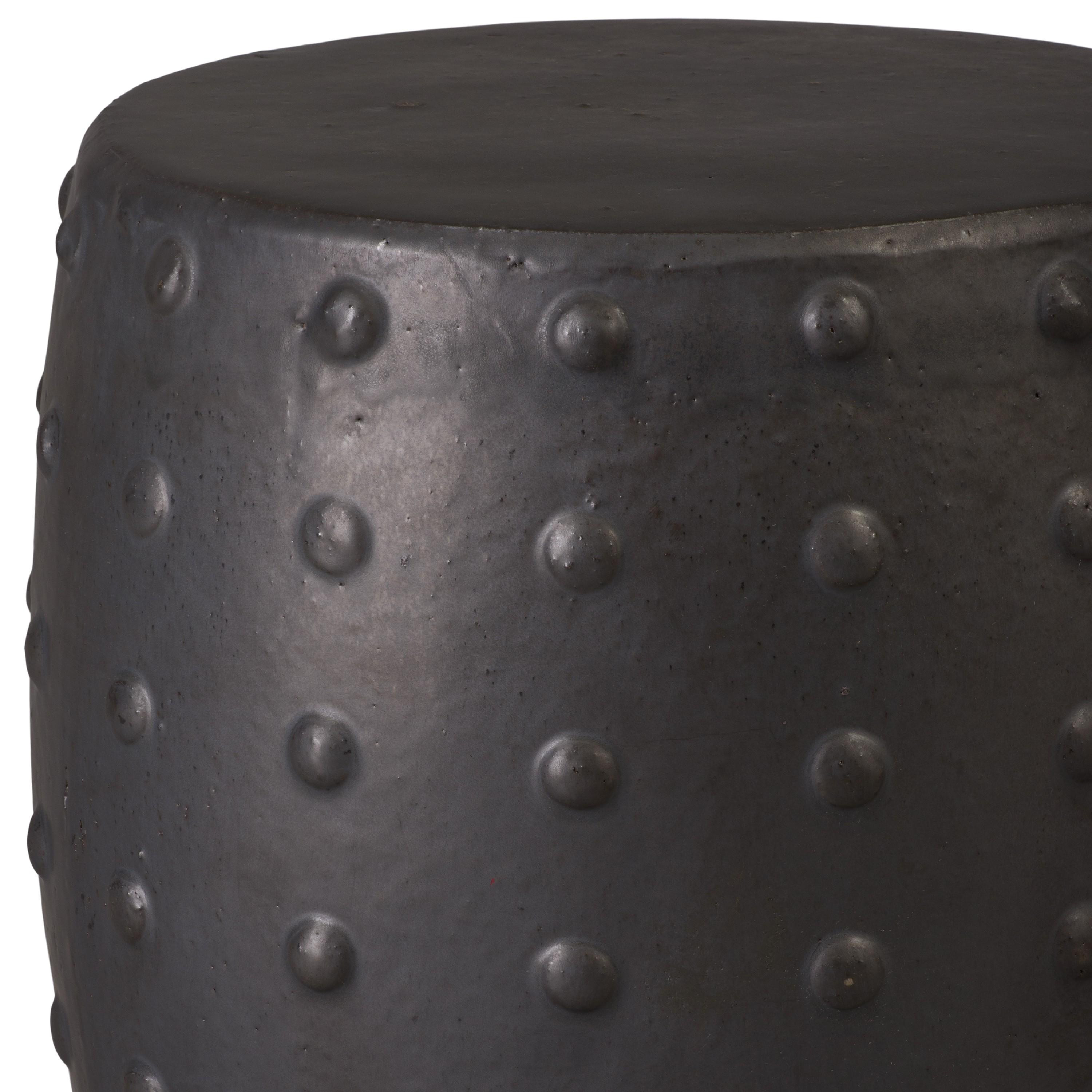 Stud 18 in. Matte Black Ceramic Garden Stool