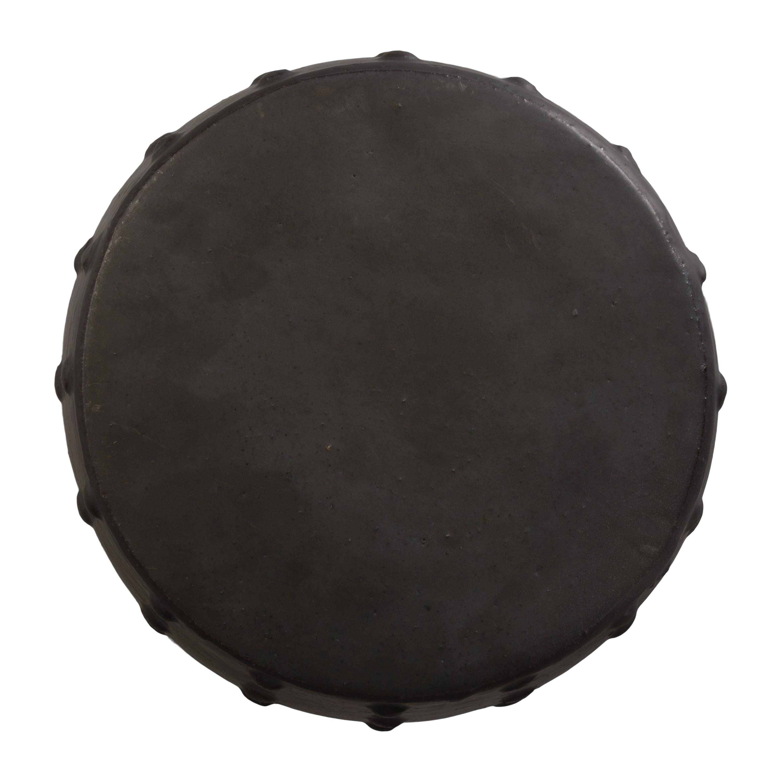 Stud 18 in. Matte Black Ceramic Garden Stool