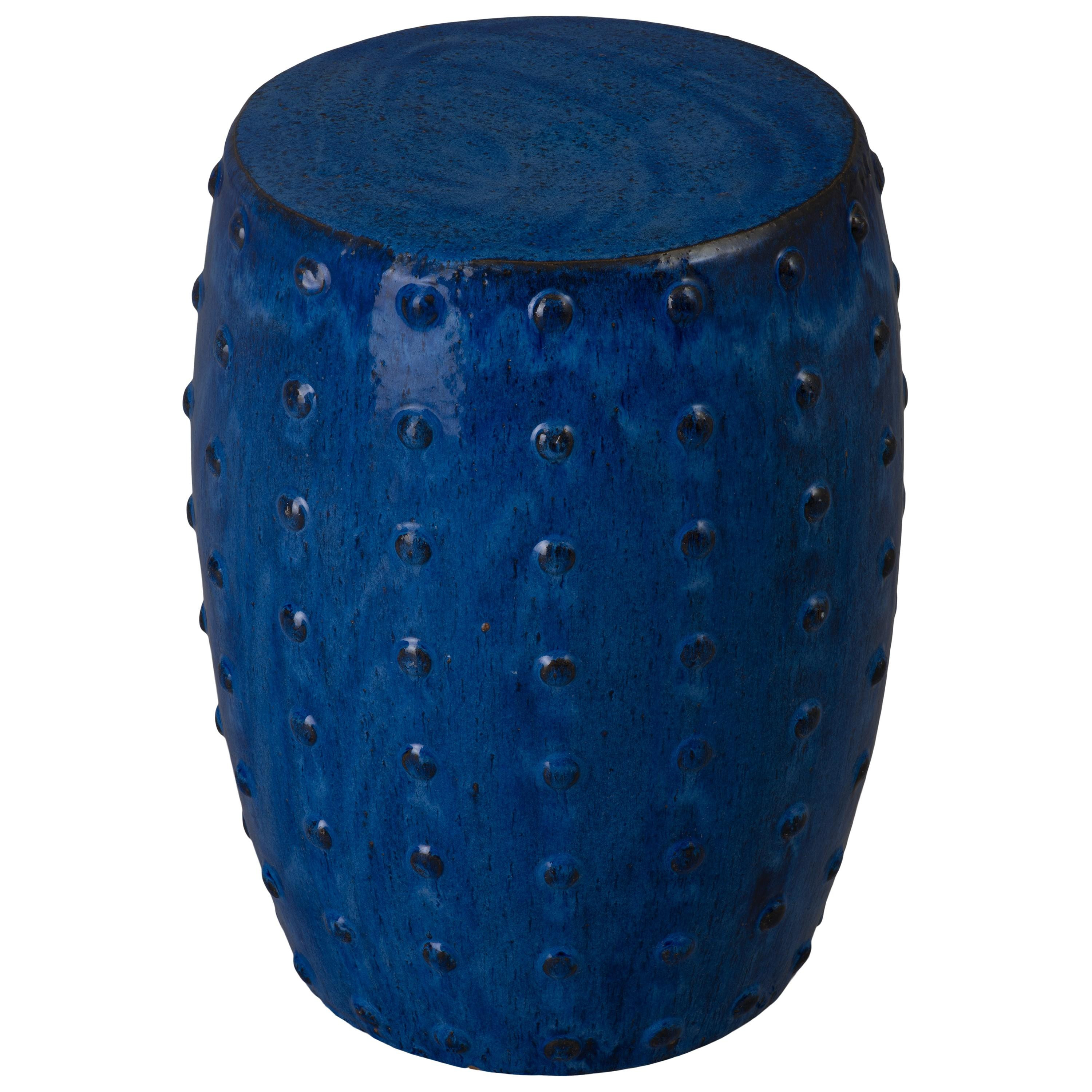 Stud 22 in. Blue Ceramic Garden Stool