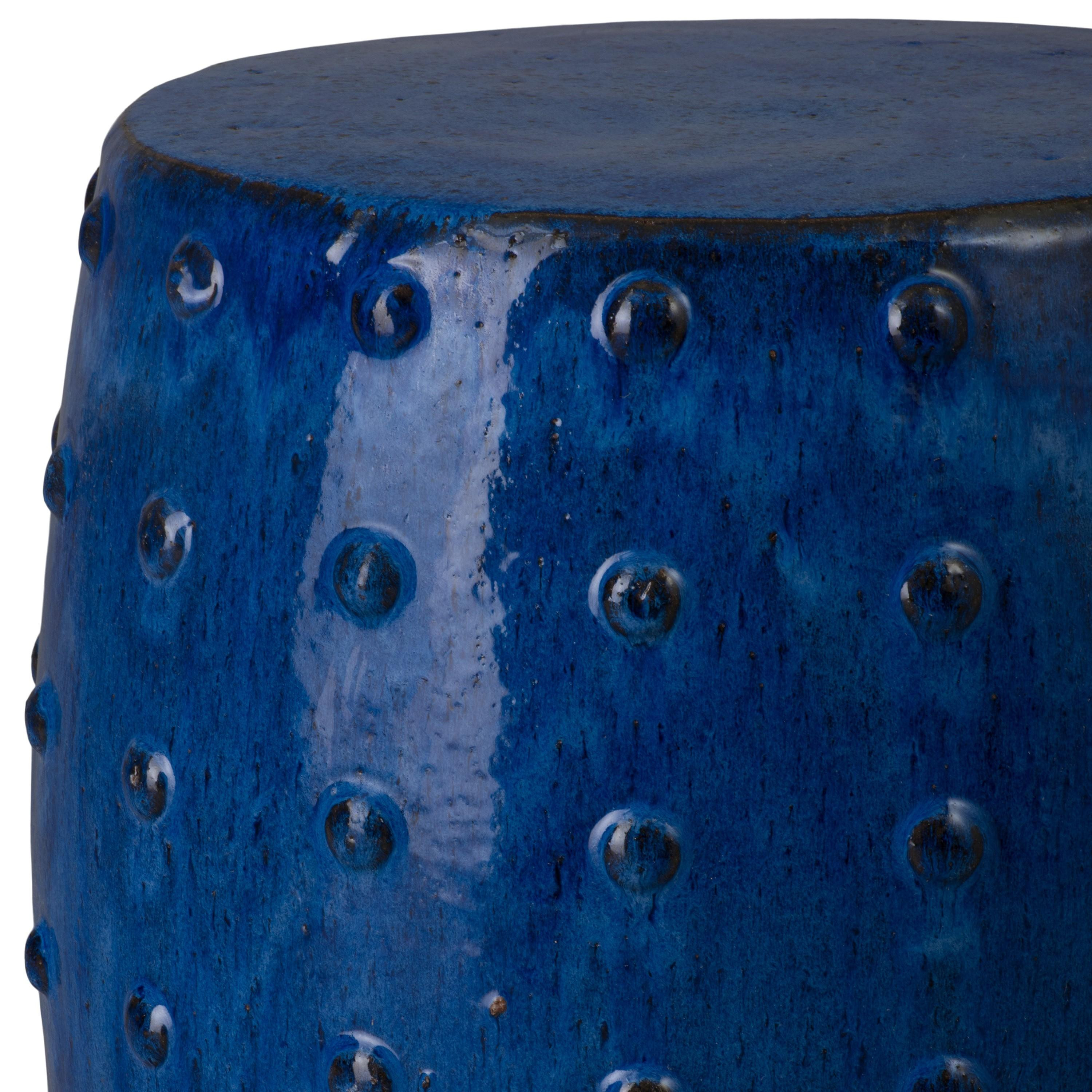 Stud 22 in. Blue Ceramic Garden Stool