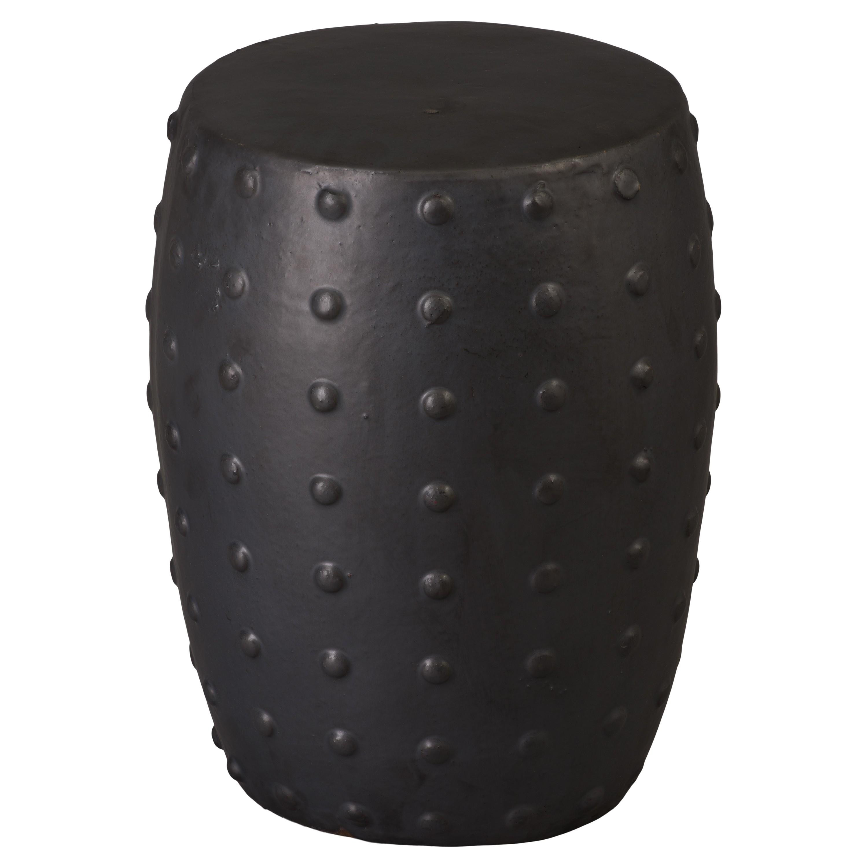 Stud 22 in. Matte Black Ceramic Garden Stool
