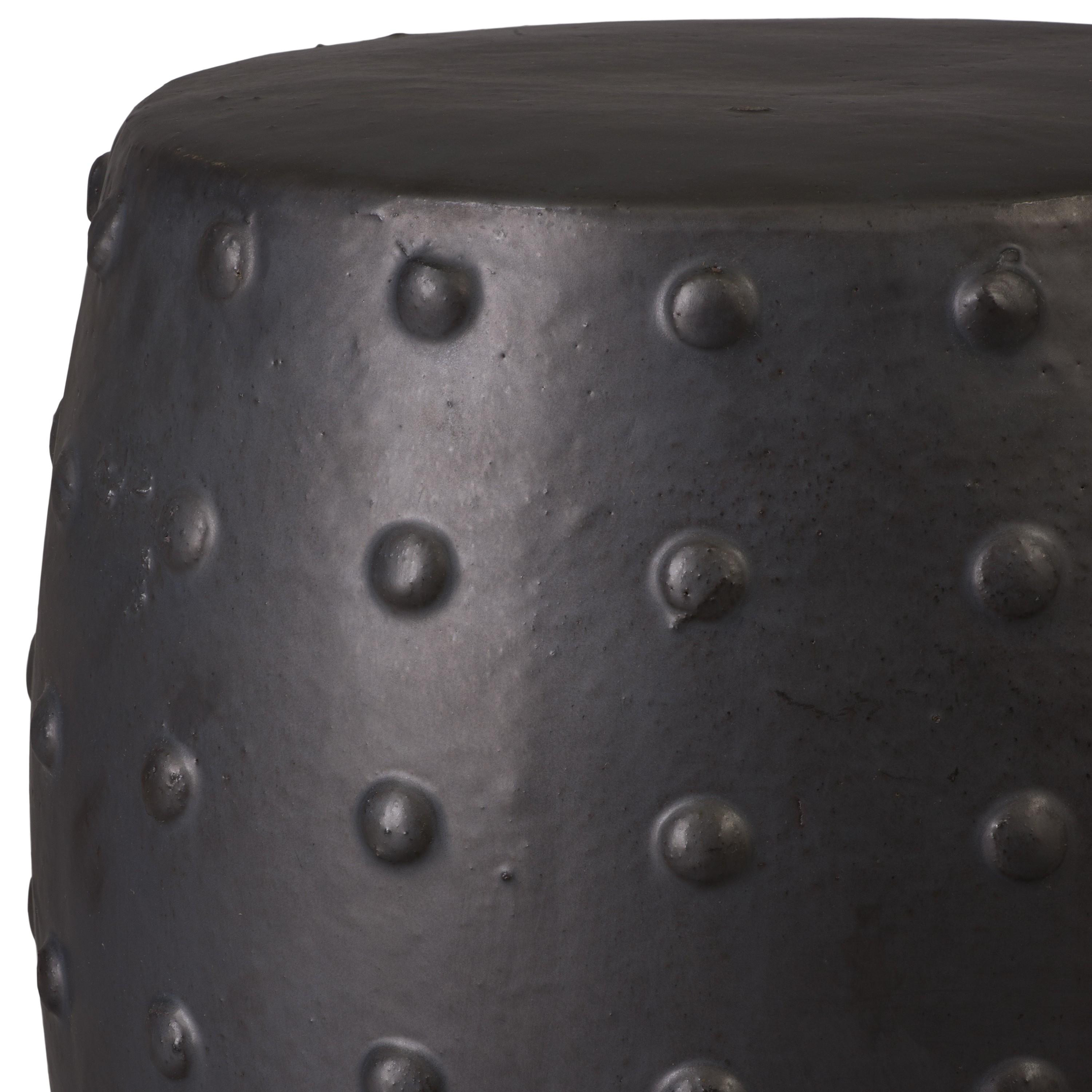 Stud 22 in. Matte Black Ceramic Garden Stool