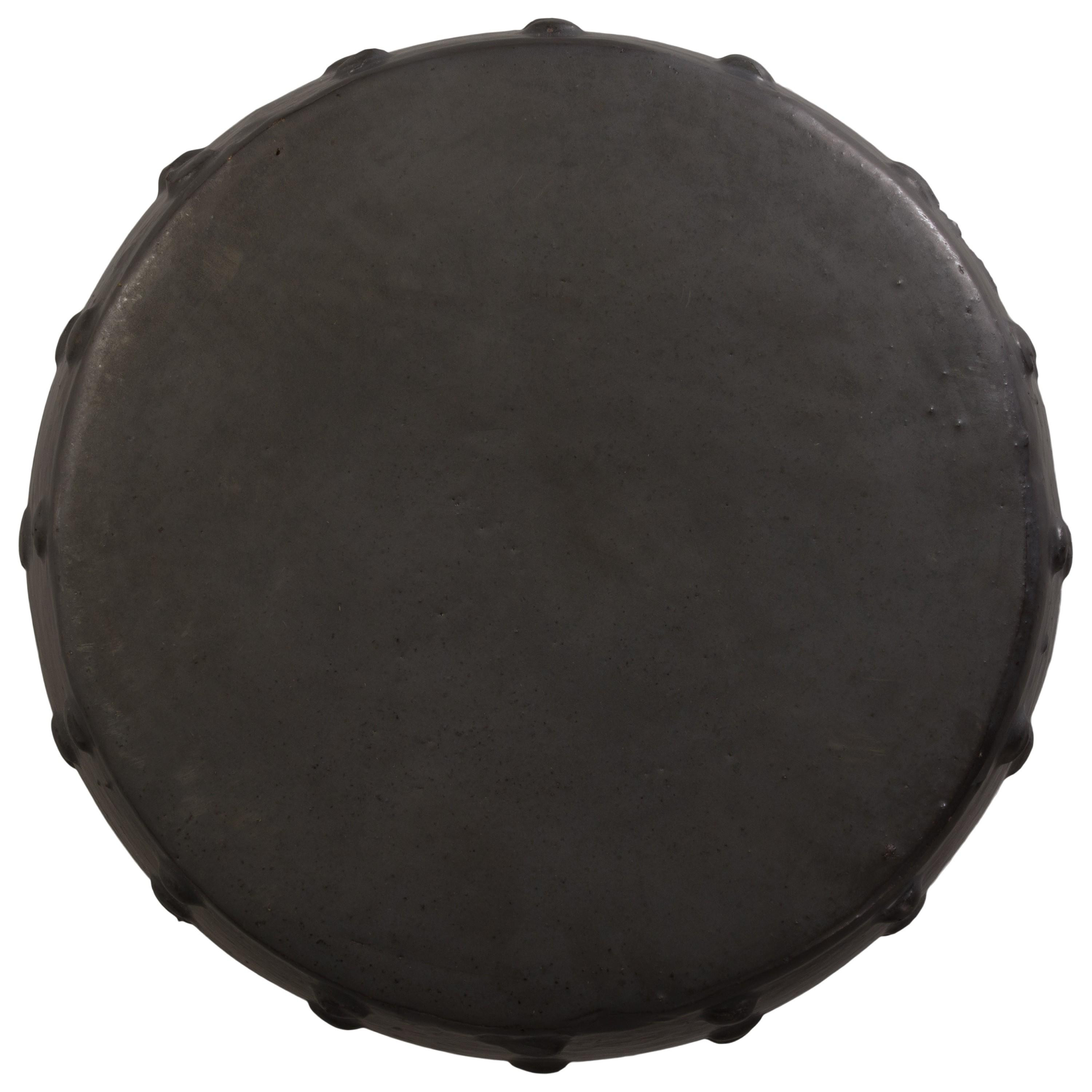 Stud 22 in. Matte Black Ceramic Garden Stool