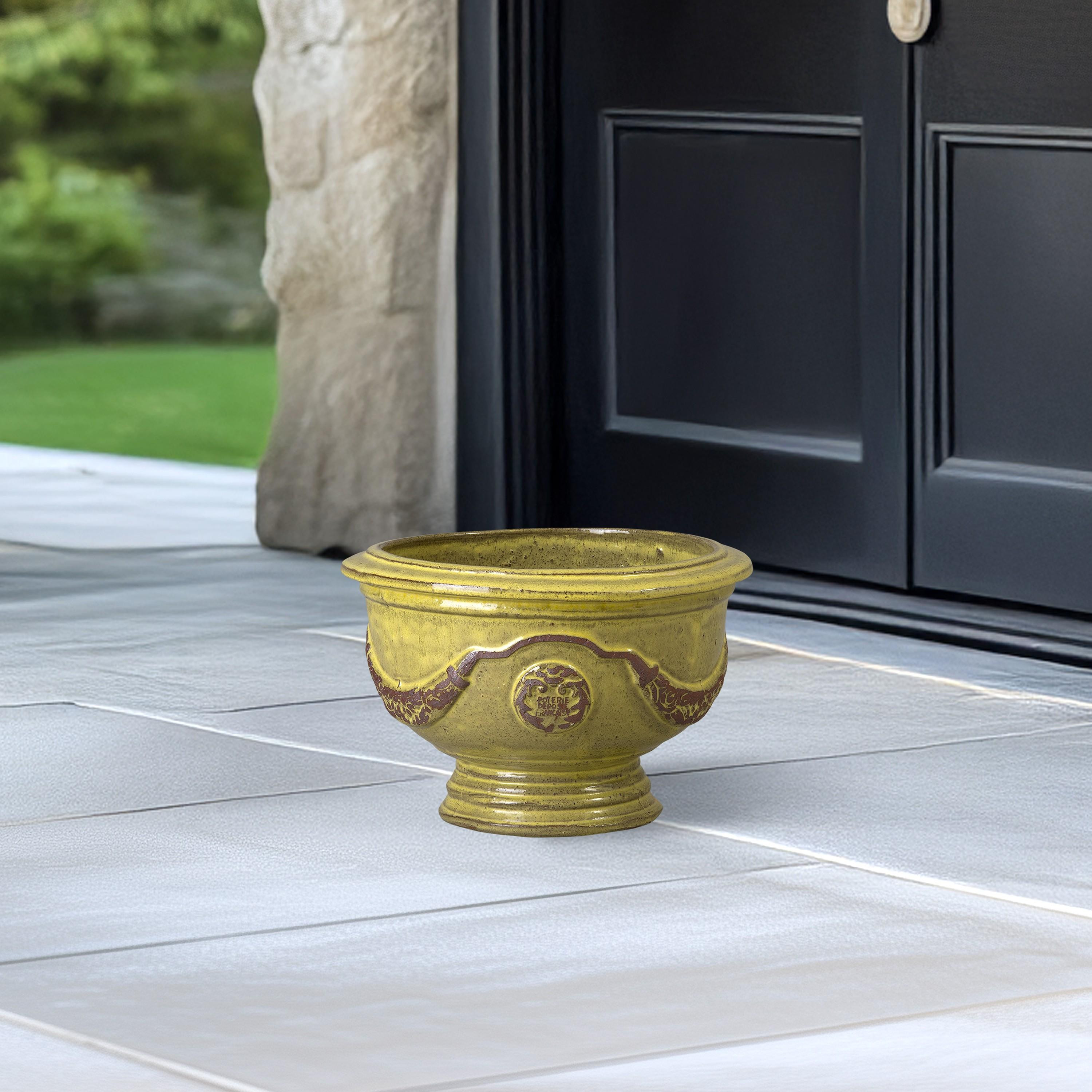 Anduze 10 in. French Yellow Ceramic Planter