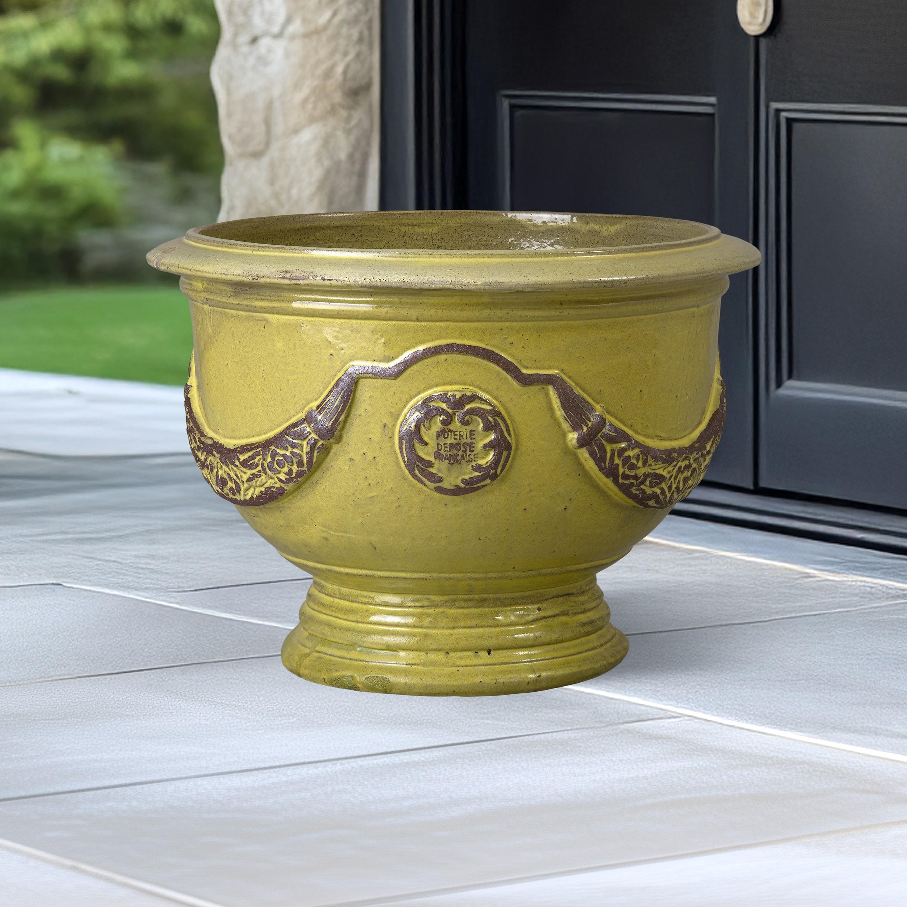 Anduze 20 in. French Yellow Ceramic Planter
