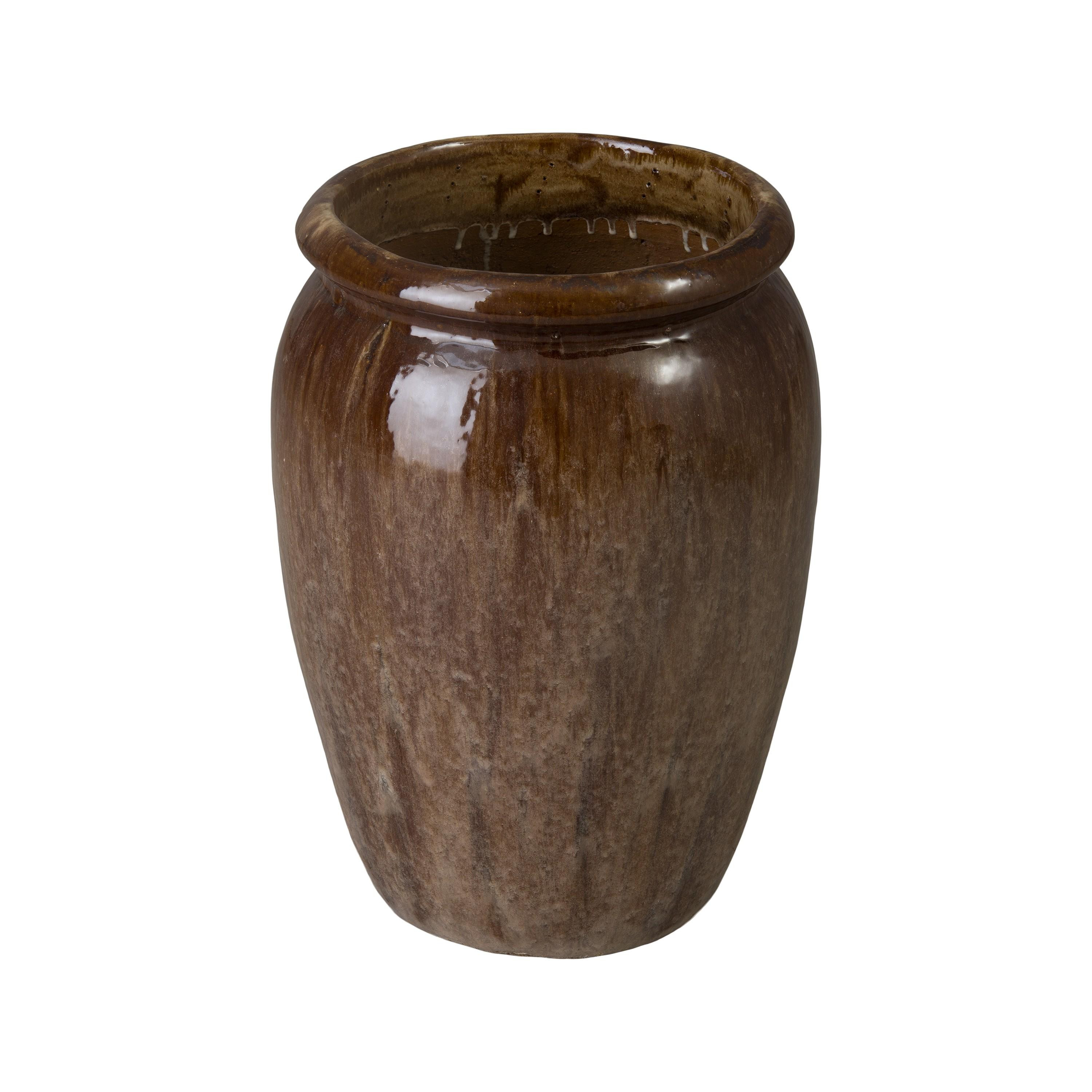 Convex 21 in. Variegated Olive Ceramic Planter