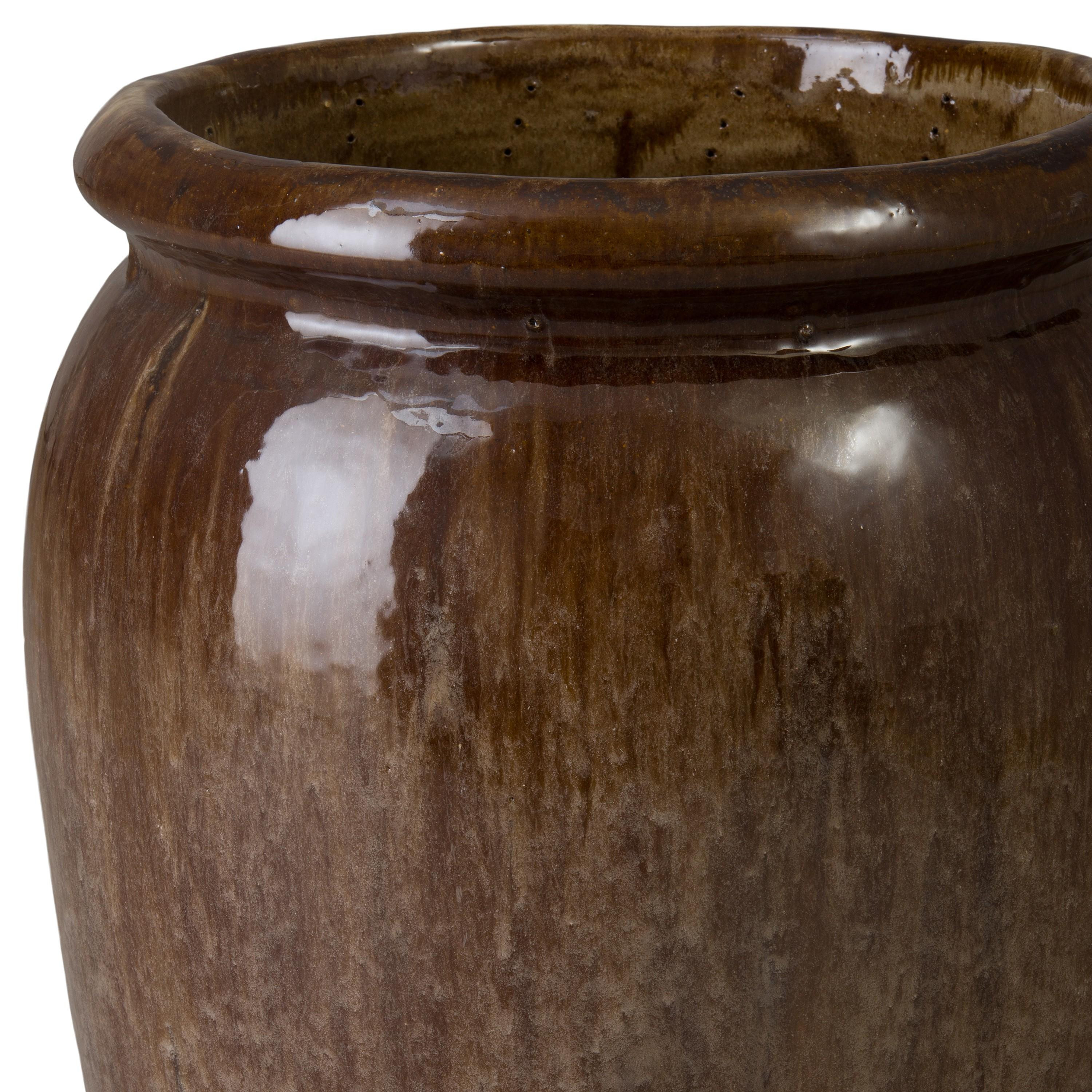 Convex 21 in. Variegated Olive Ceramic Planter