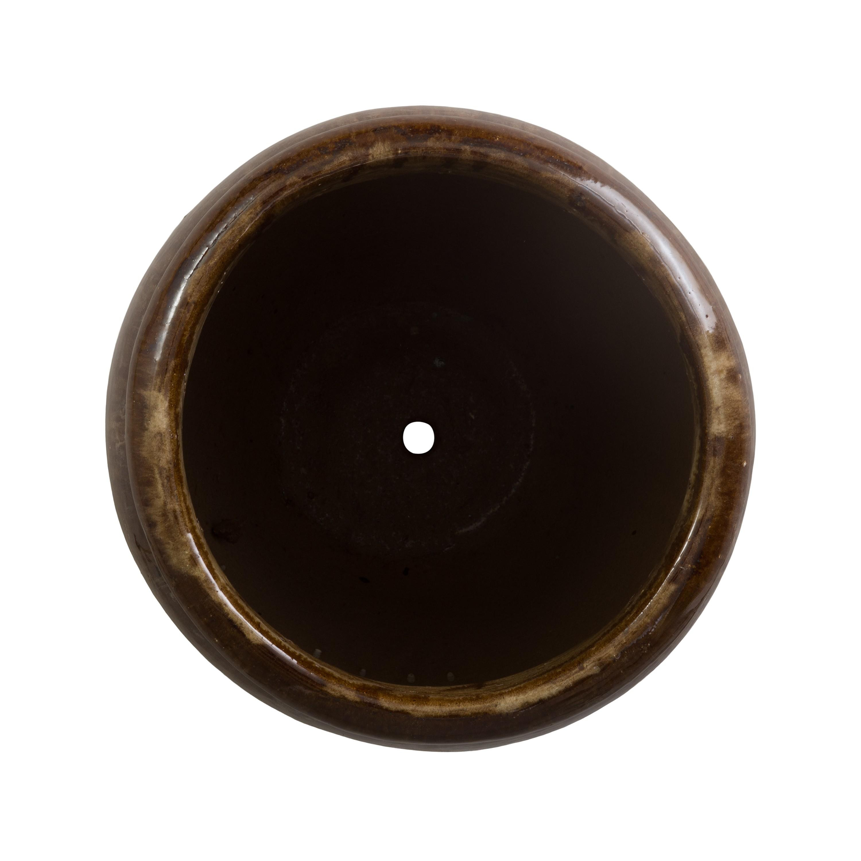 Convex 21 in. Variegated Olive Ceramic Planter