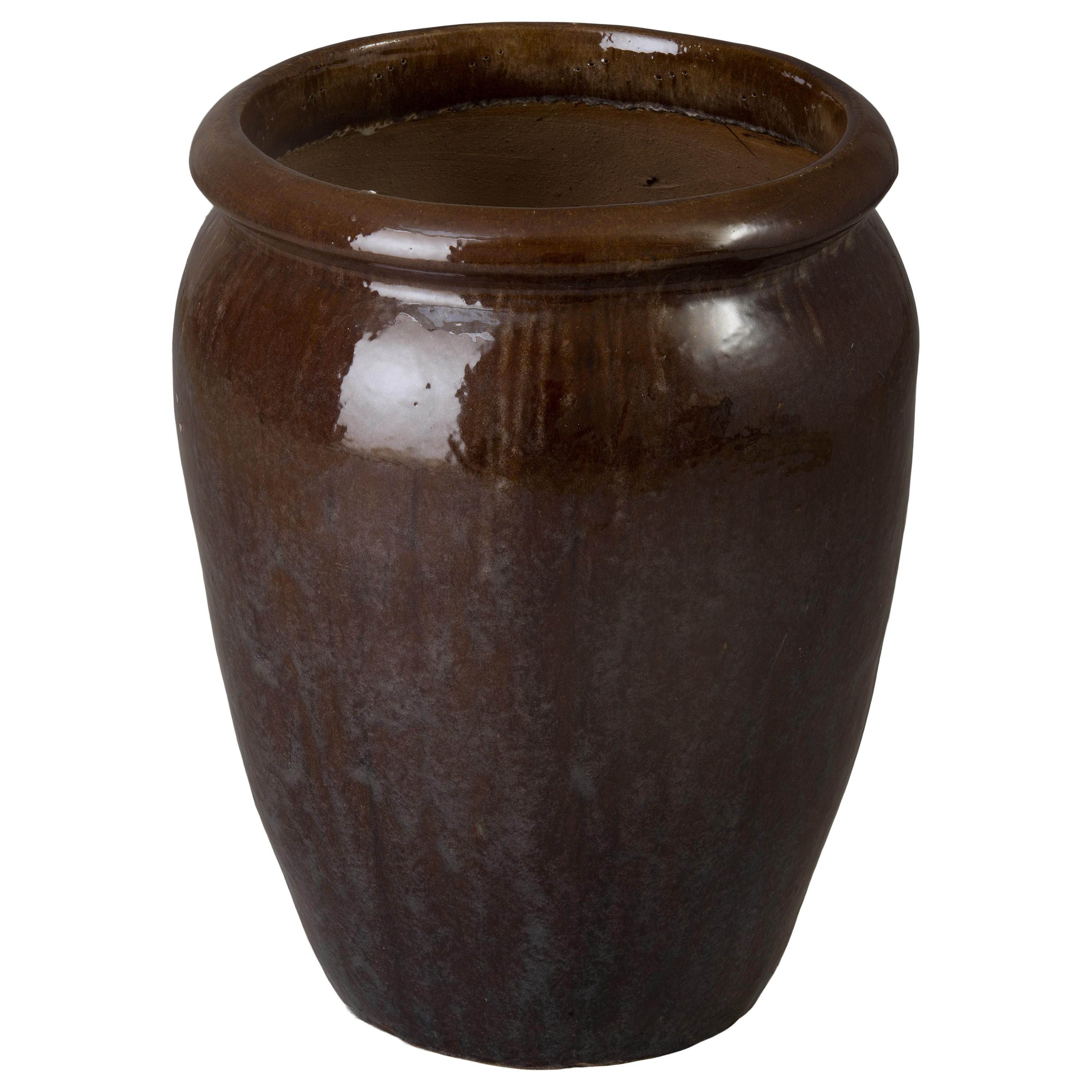 Convex 26.5 in. Variegated Olive Ceramic Planter