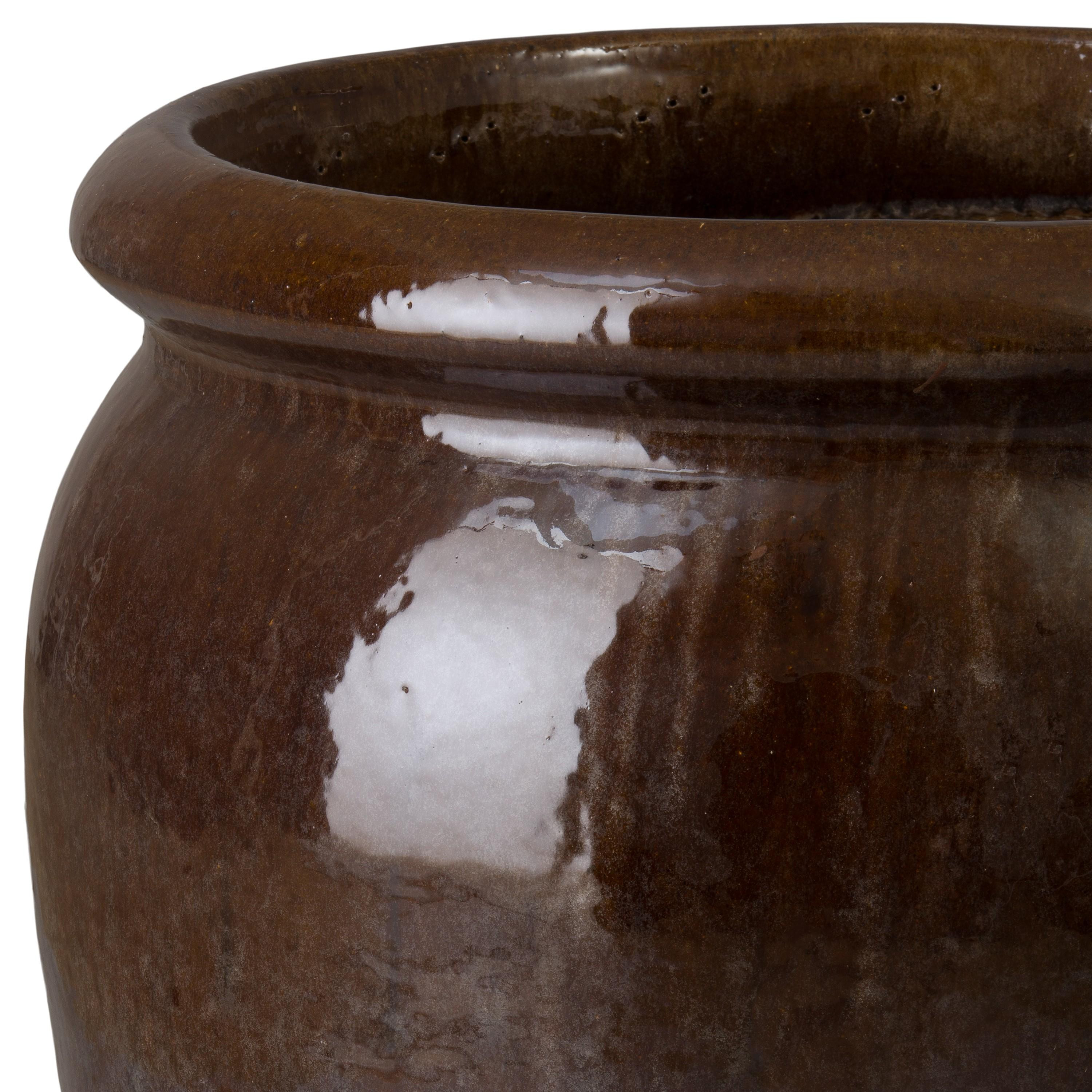 Convex 26.5 in. Variegated Olive Ceramic Planter