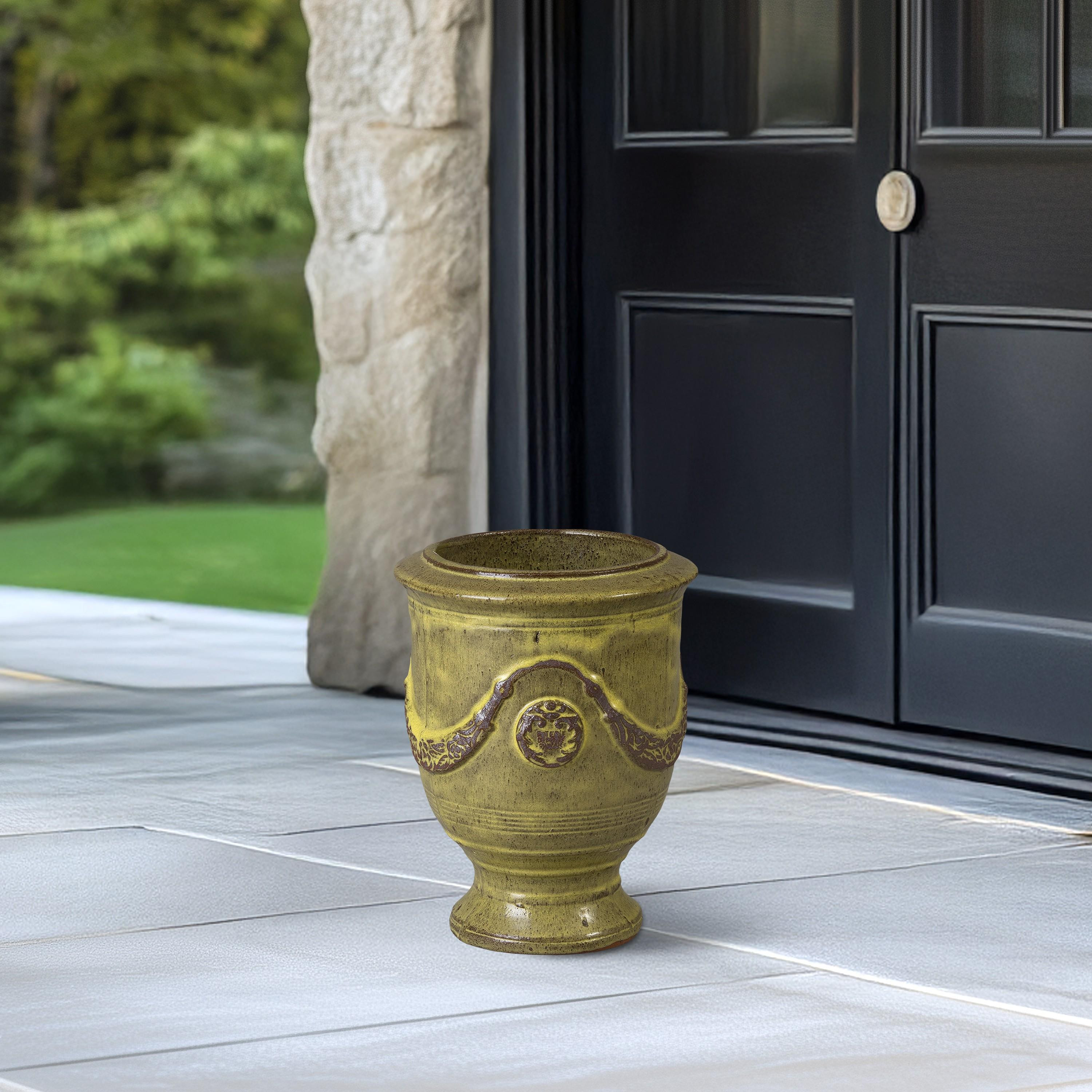 Anduze 16 in. French Yellow Ceramic Planter