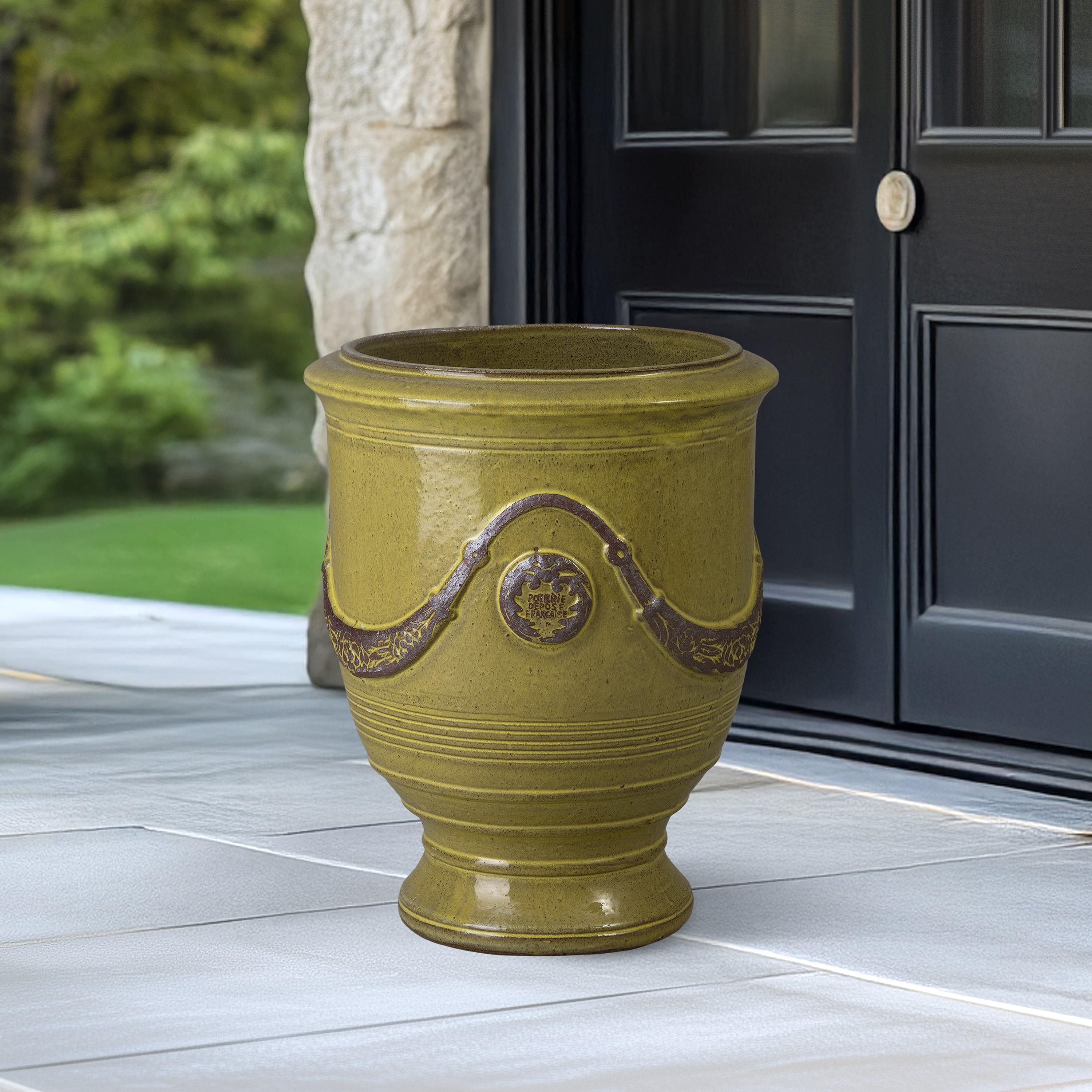 Anduze 23 in. French Yellow Ceramic Planter