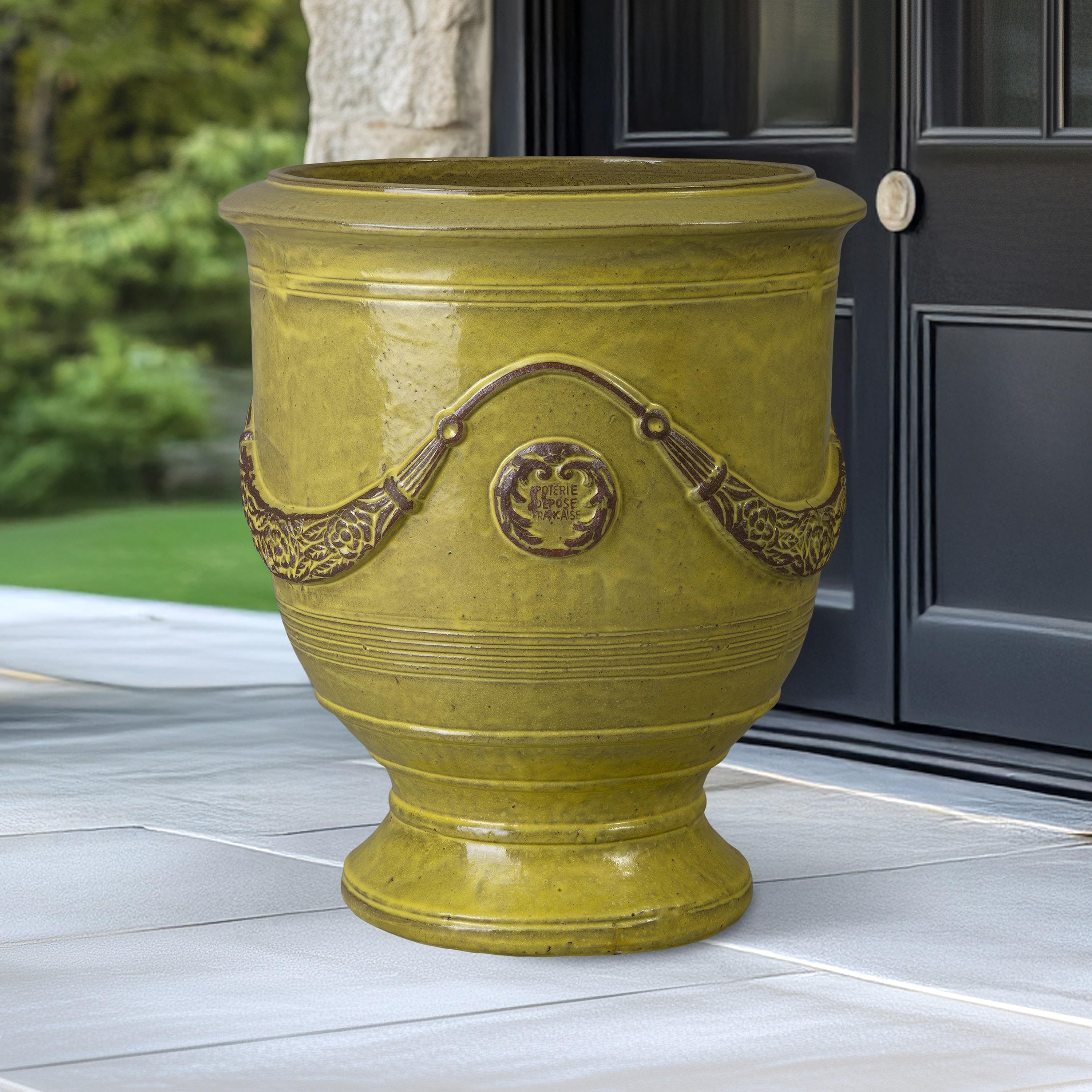 Anduze 31 in. French Yellow Ceramic Planter