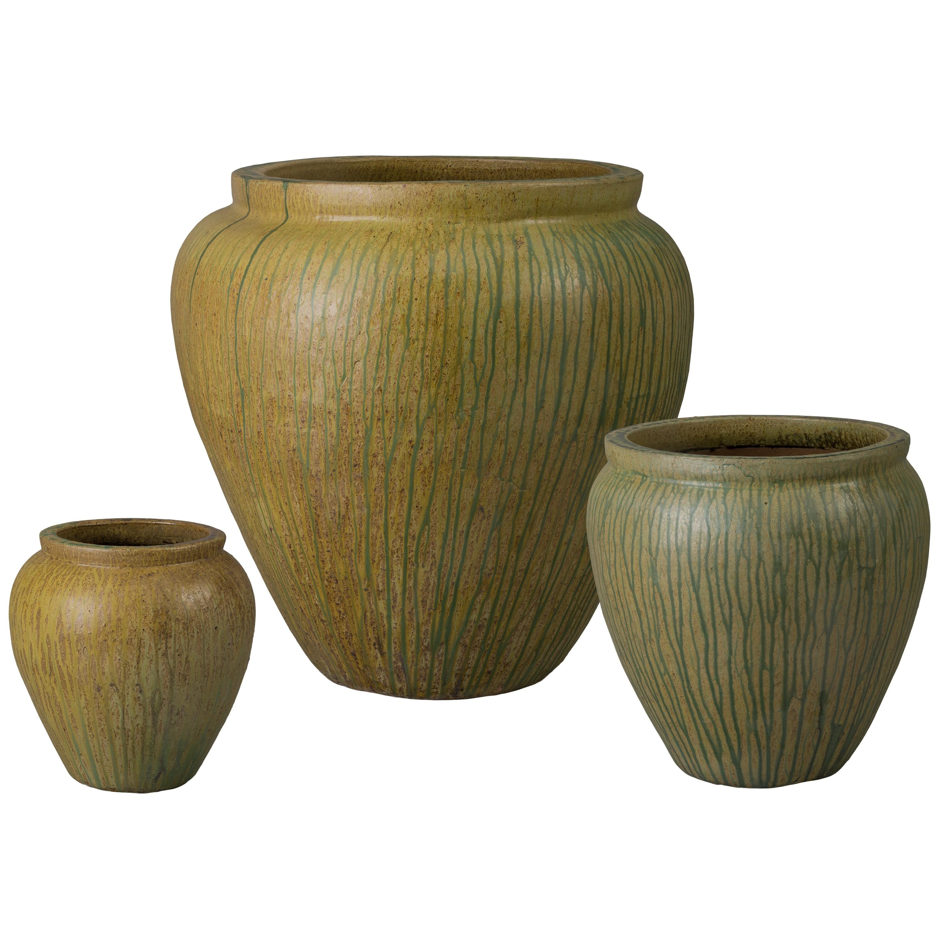 Urge Set of 3 Distressed Antique Ceramic Planters