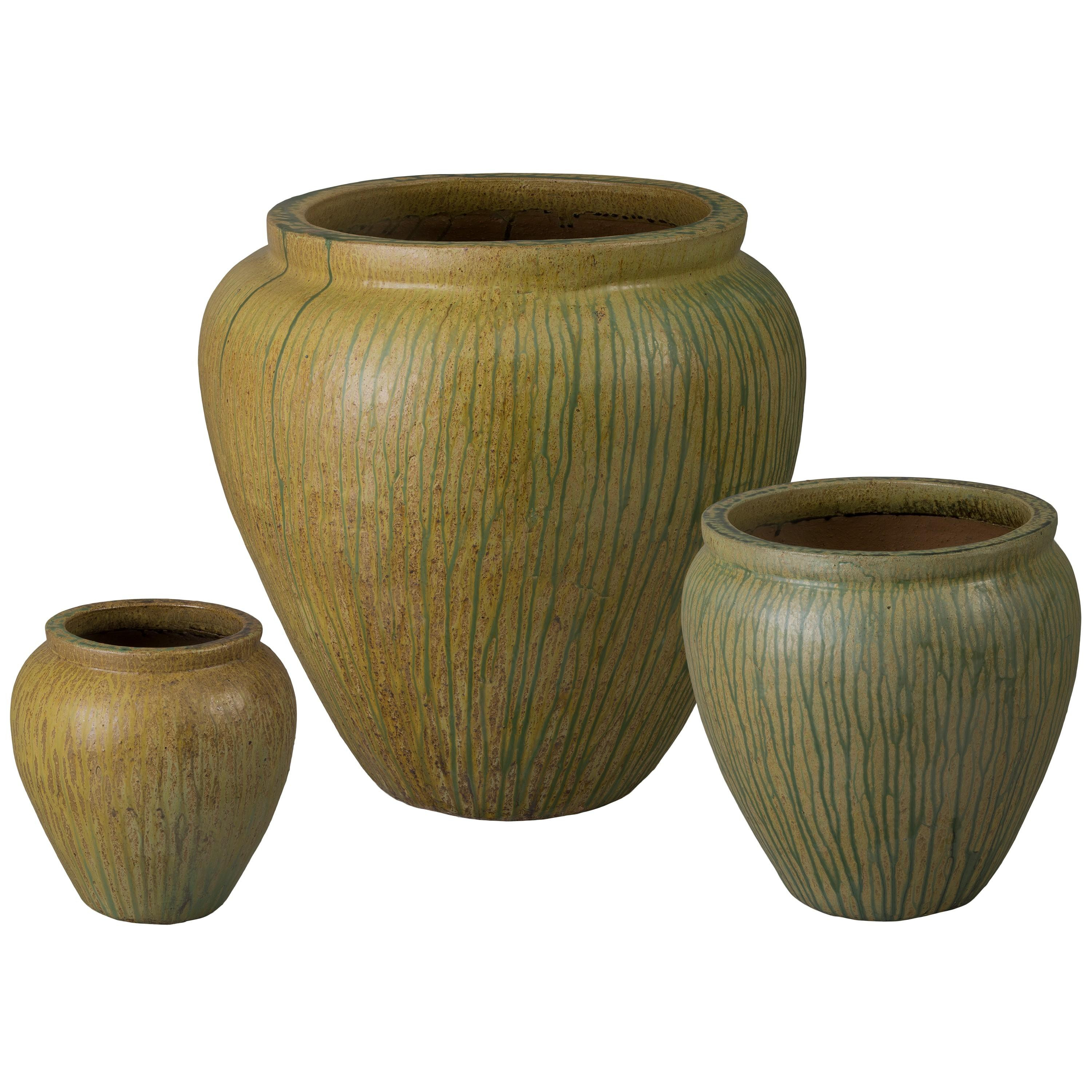 Urge Set of 3 Distressed Antique Ceramic Planters