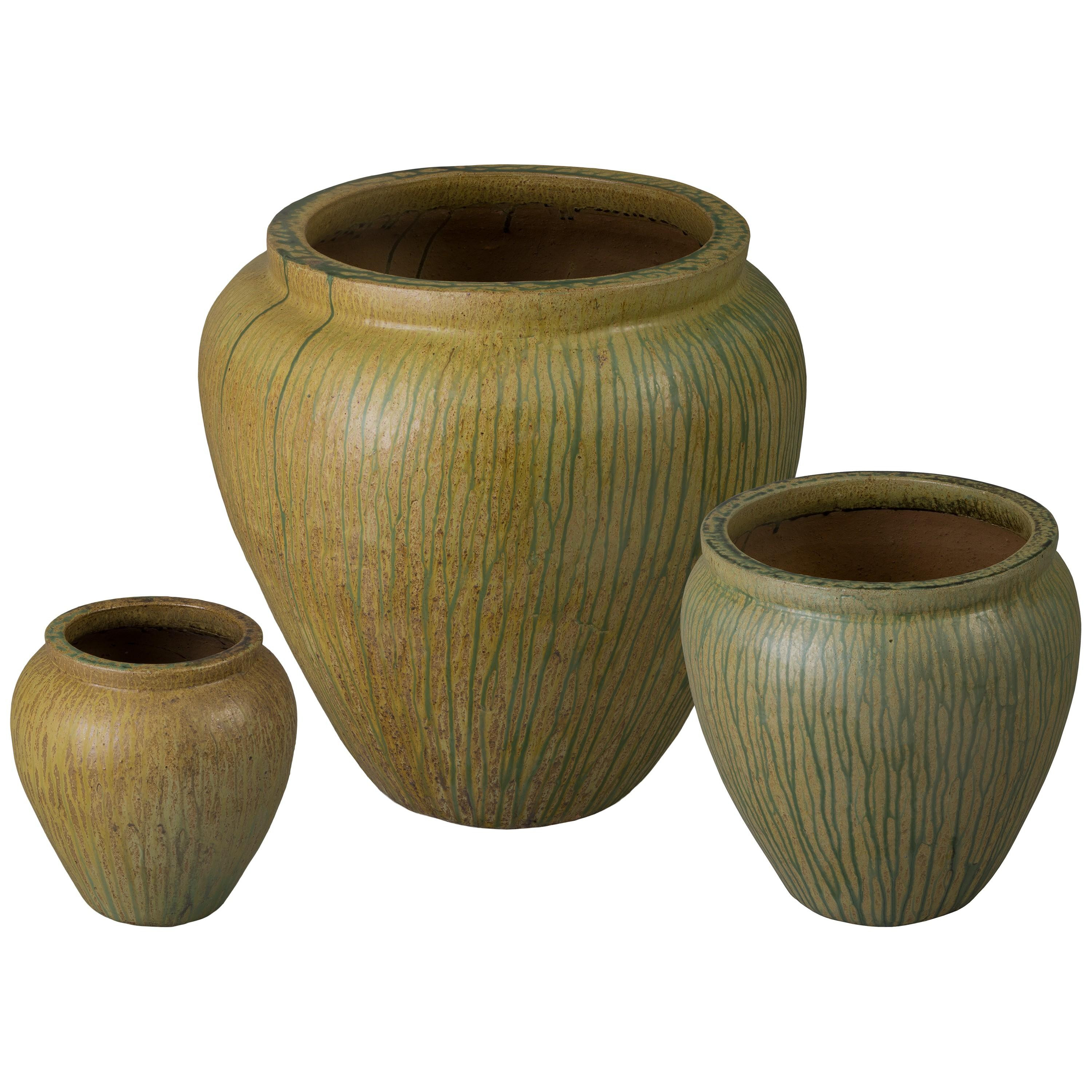 Urge Set of 3 Distressed Antique Ceramic Planters