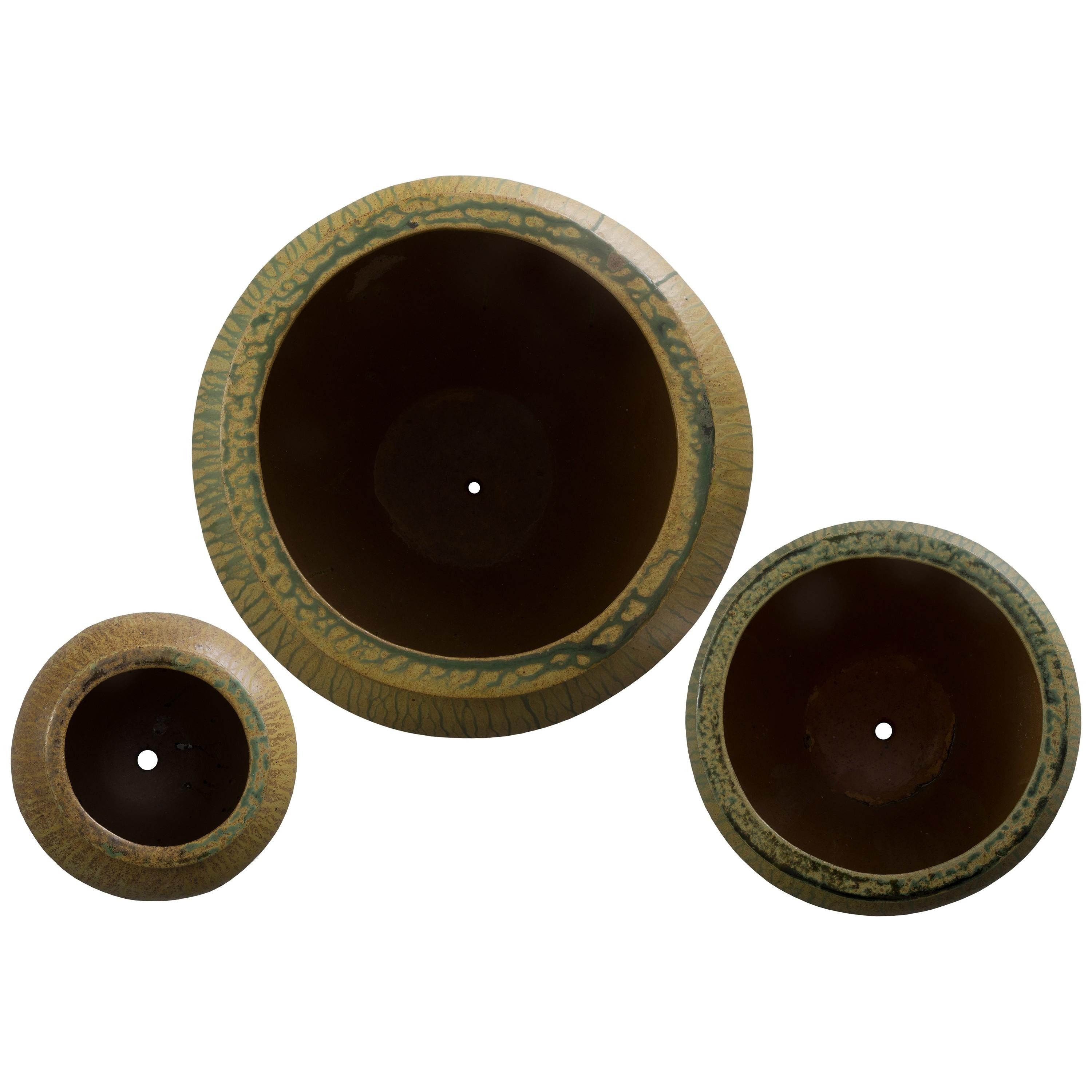 Urge Set of 3 Distressed Antique Ceramic Planters