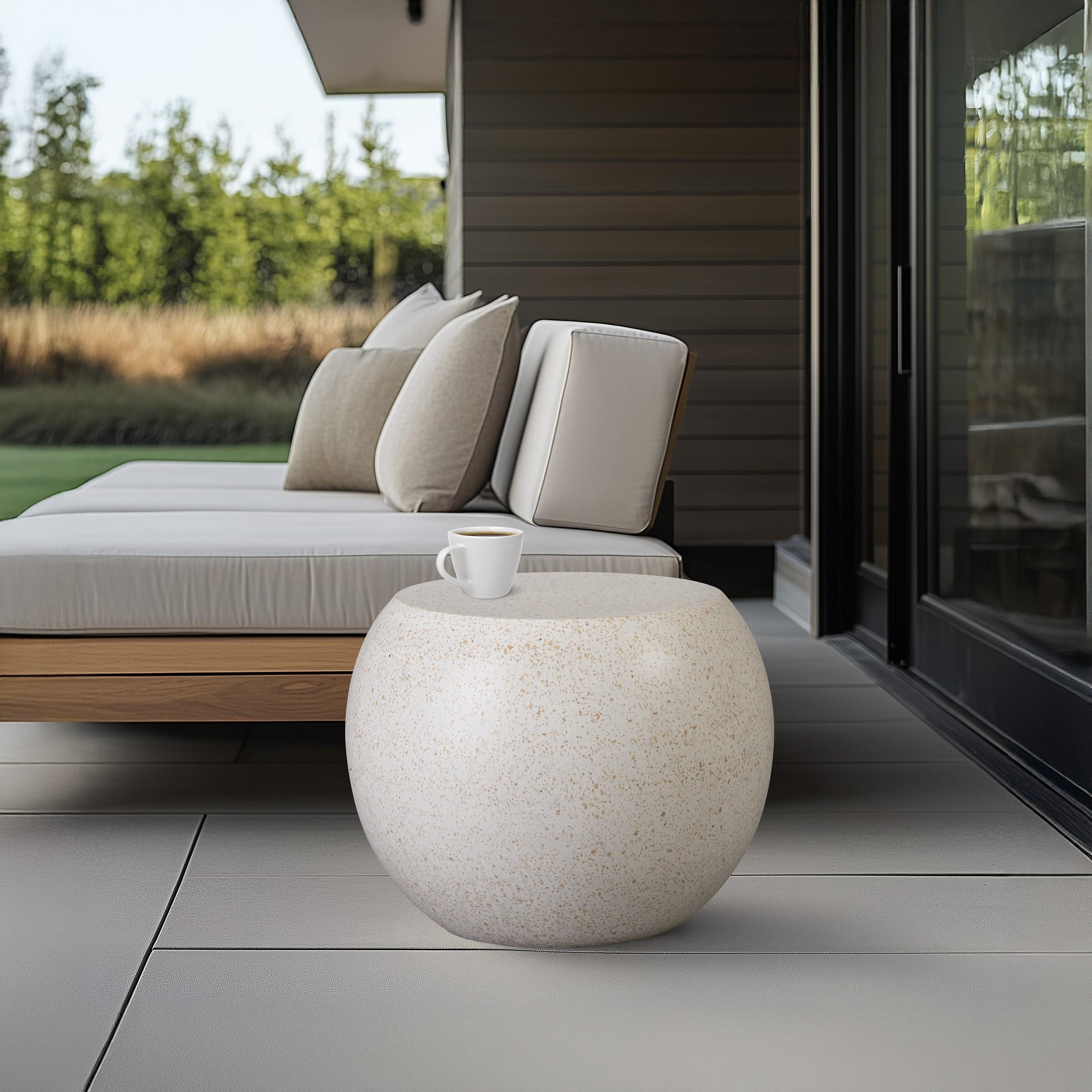 Convex 19 in. Yellow Terrazzo Garden Stool/Side Table