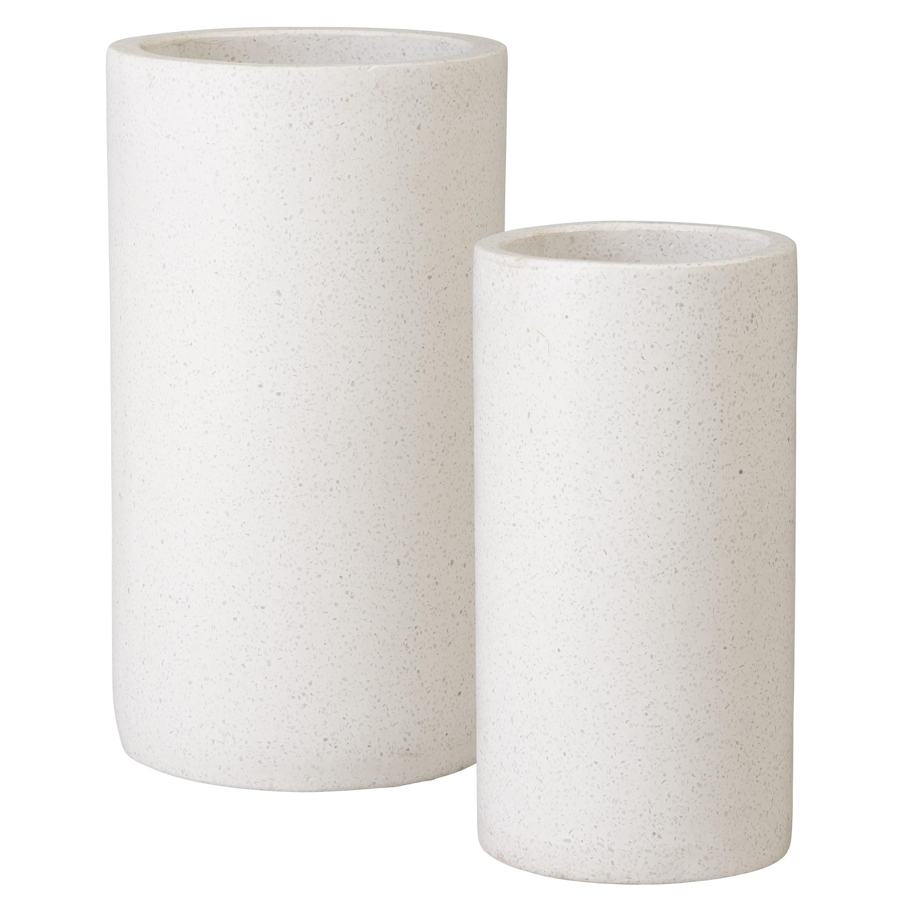 Set of 2 White Terrazzo Umbrella Stands