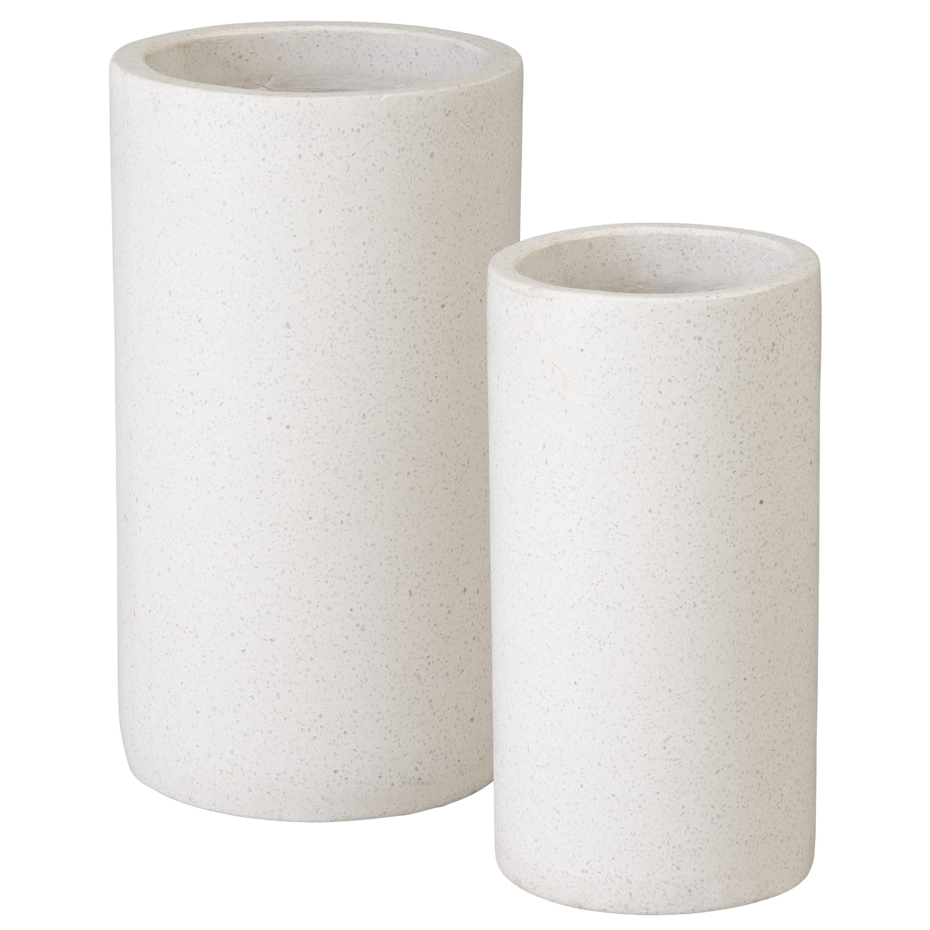 Set of 2 White Terrazzo Umbrella Stands