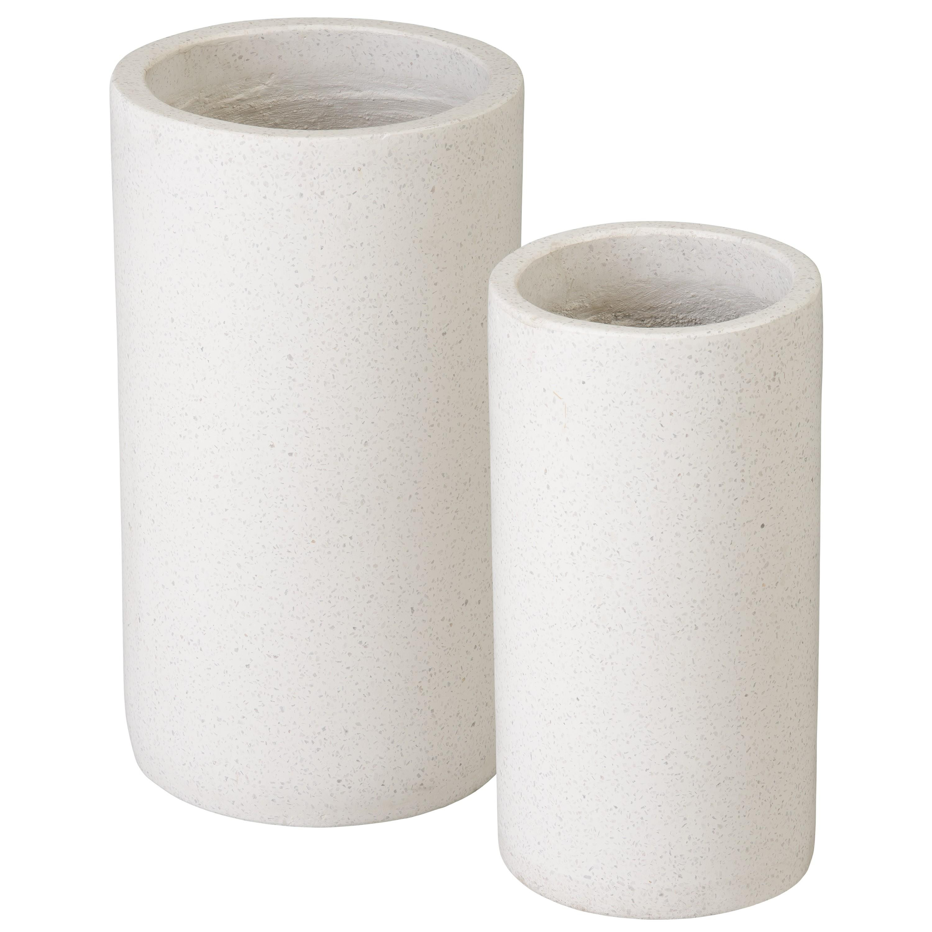 Set of 2 White Terrazzo Umbrella Stands