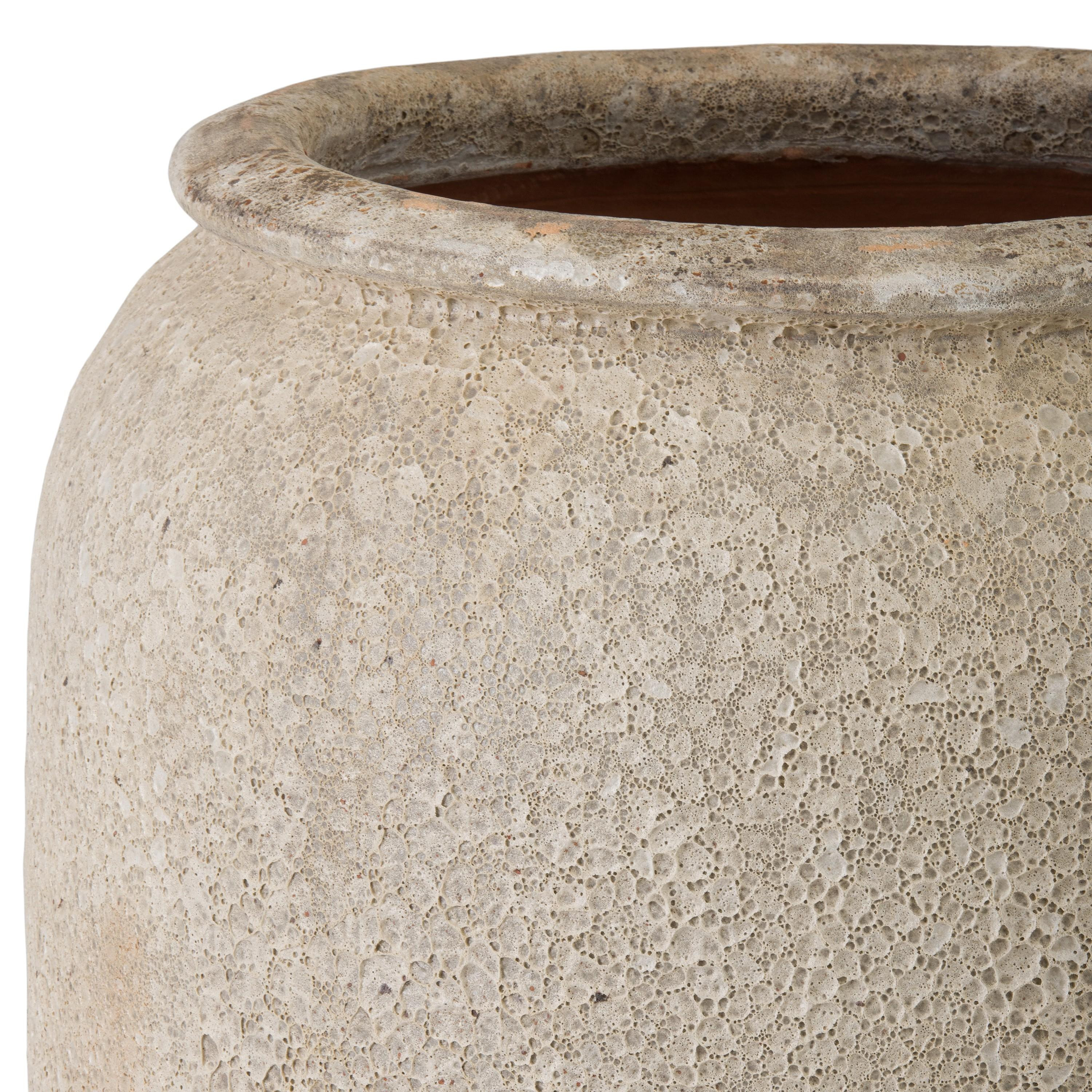 38 in. Round Reef White Ceramic Jar