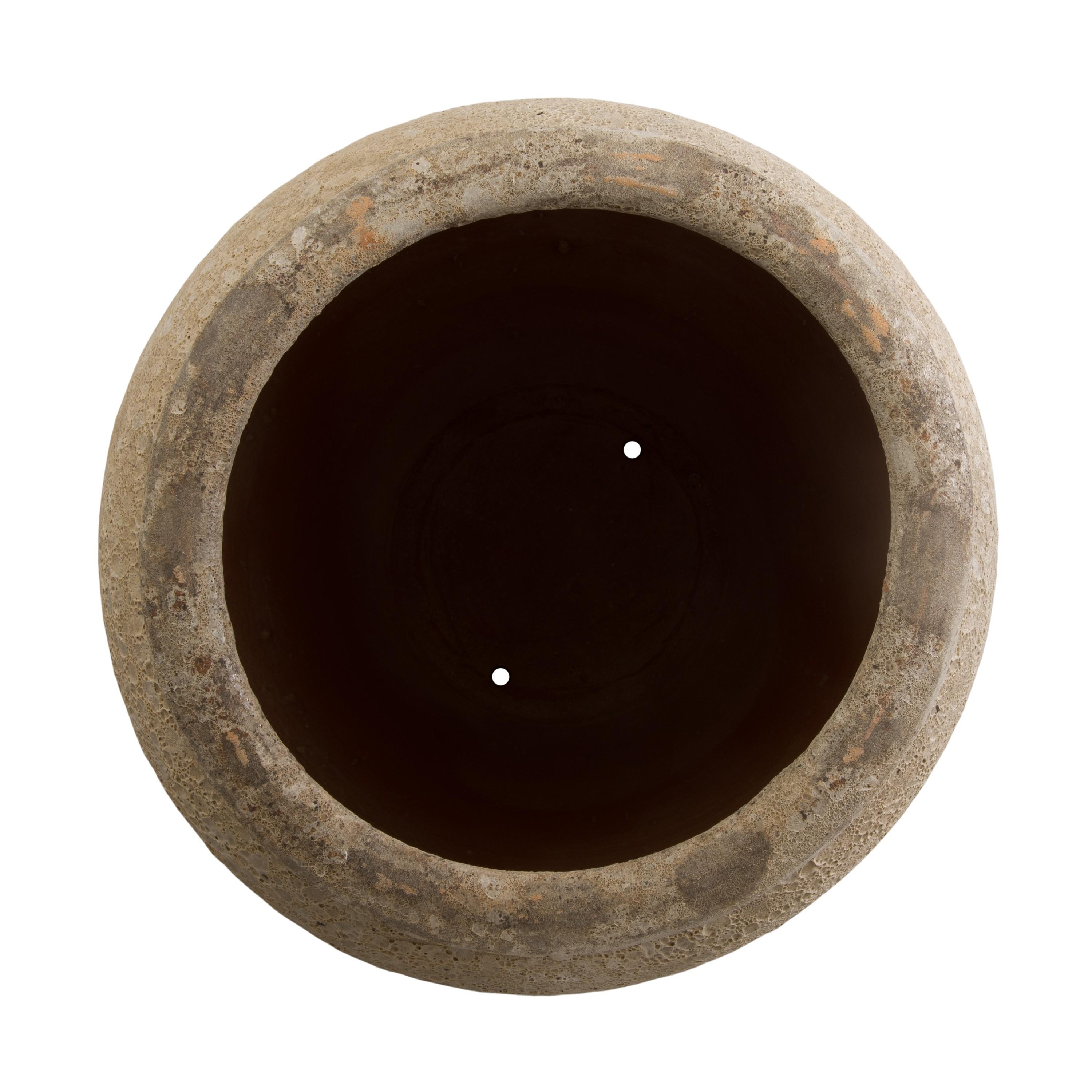 38 in. Round Reef White Ceramic Jar