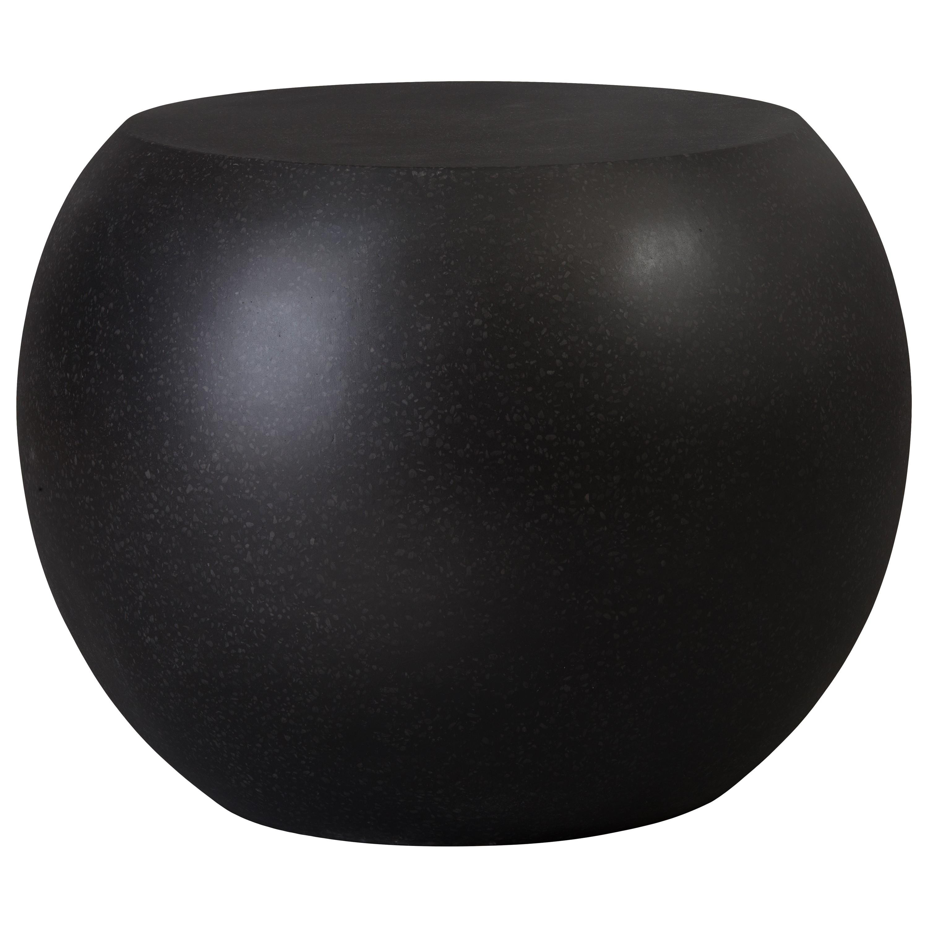 Convex 19 in. Black Terrazzo Garden Stool/Side Table