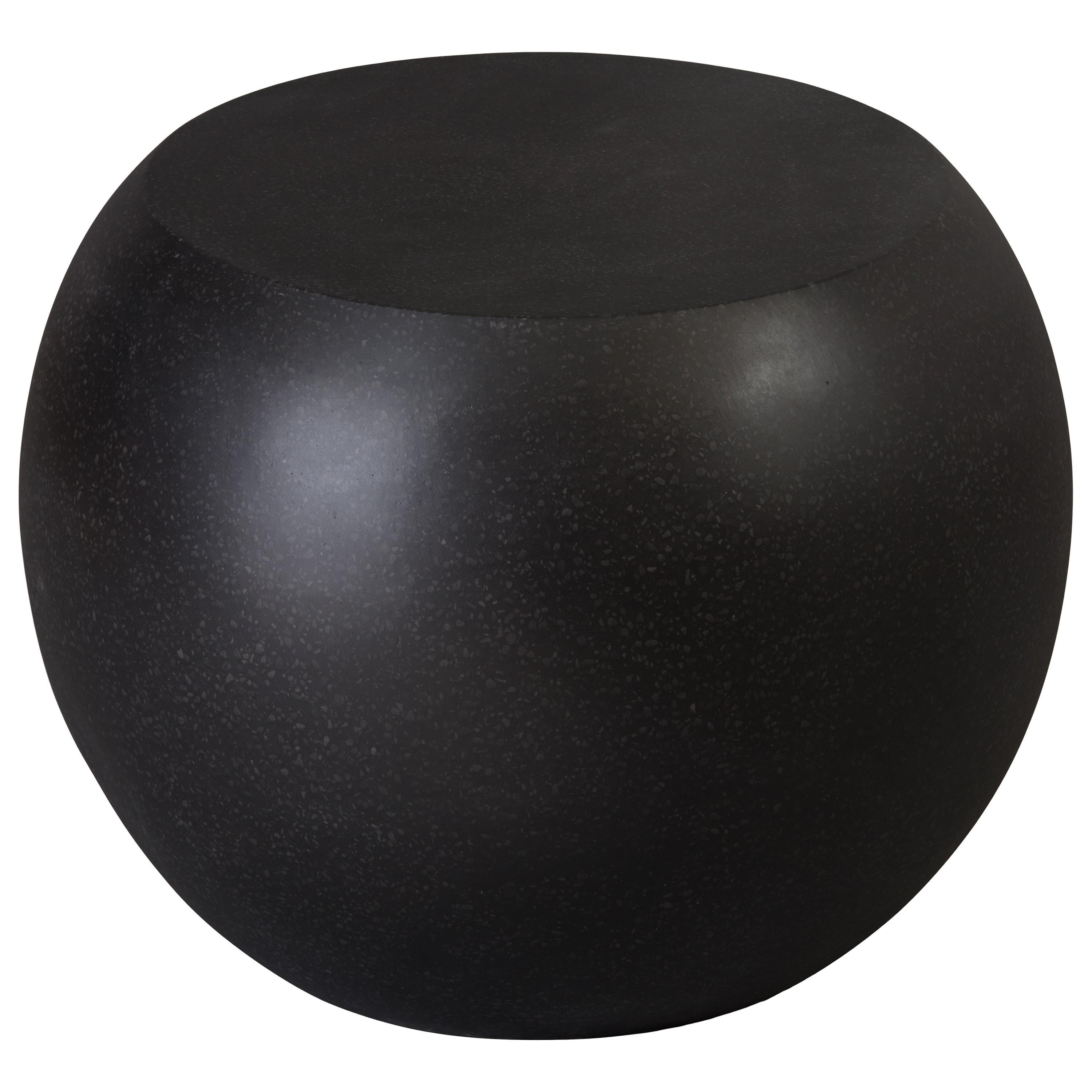 Convex 19 in. Black Terrazzo Garden Stool/Side Table