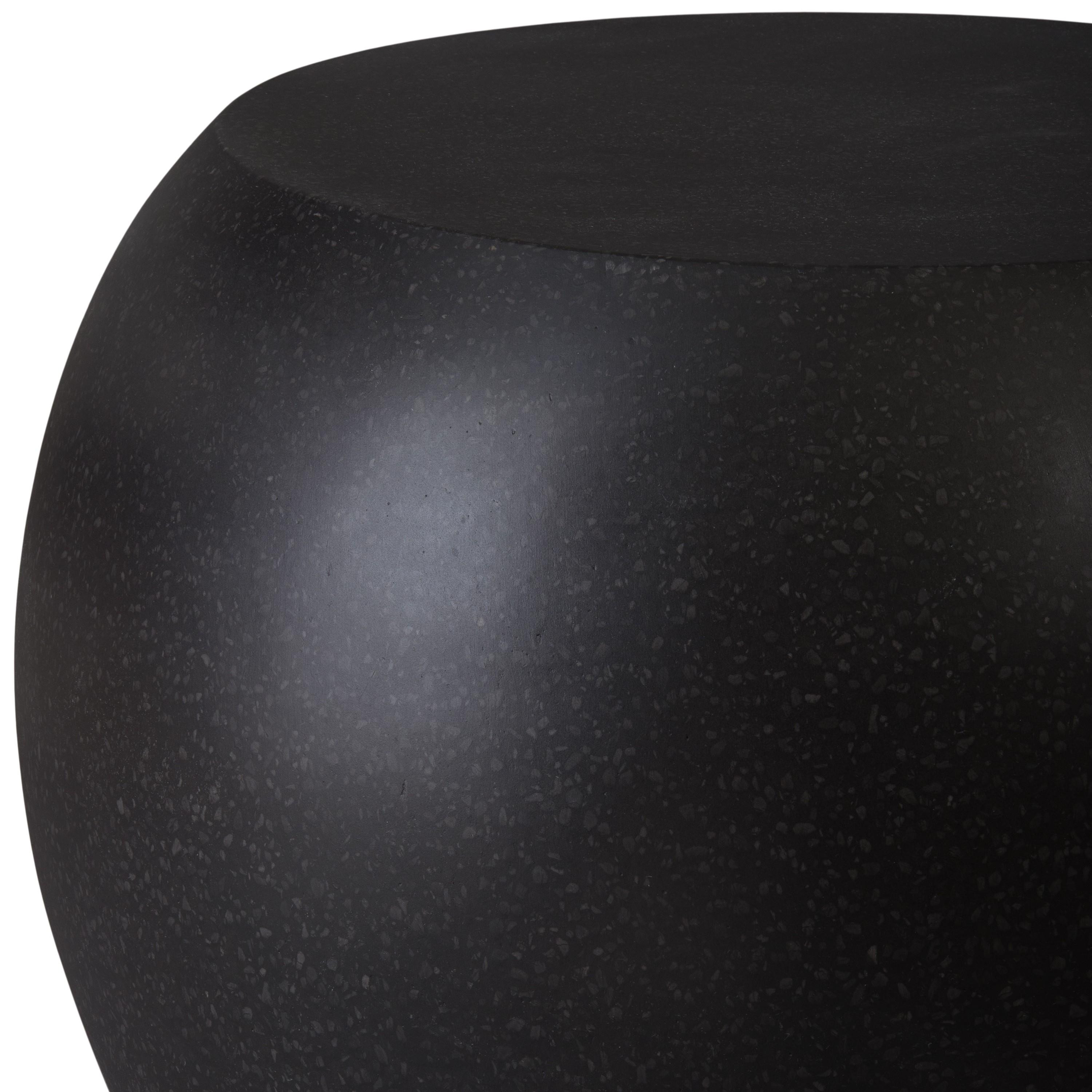 Convex 19 in. Black Terrazzo Garden Stool/Side Table