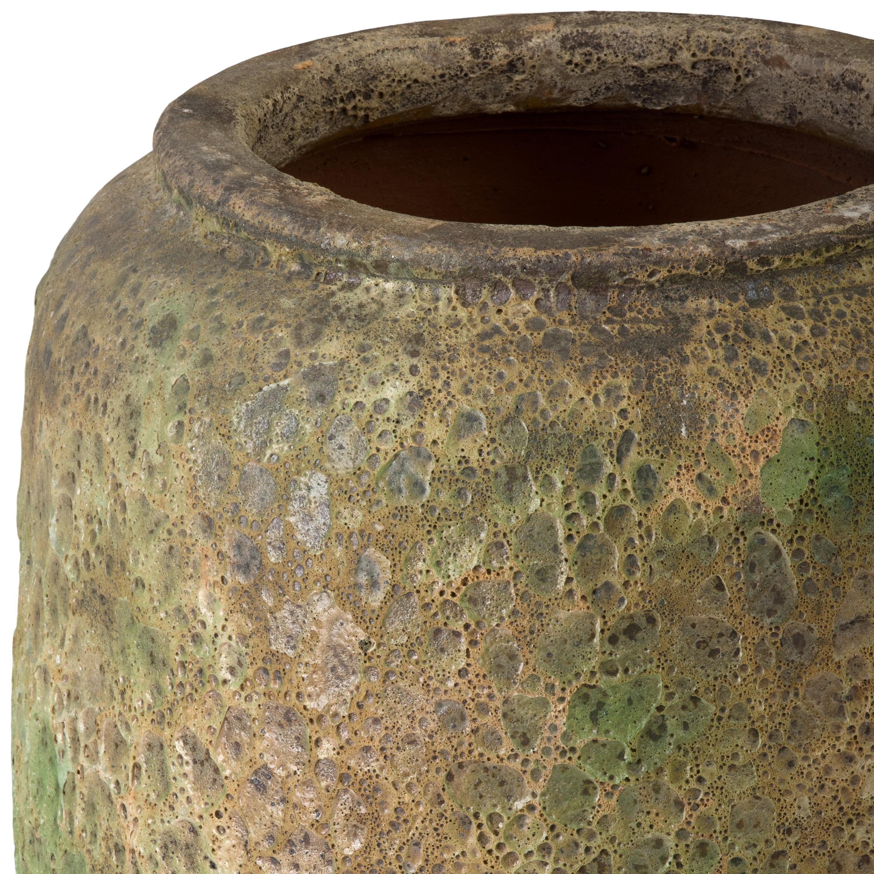 Squat 36.5 in. Reef Green Ceramic Jar