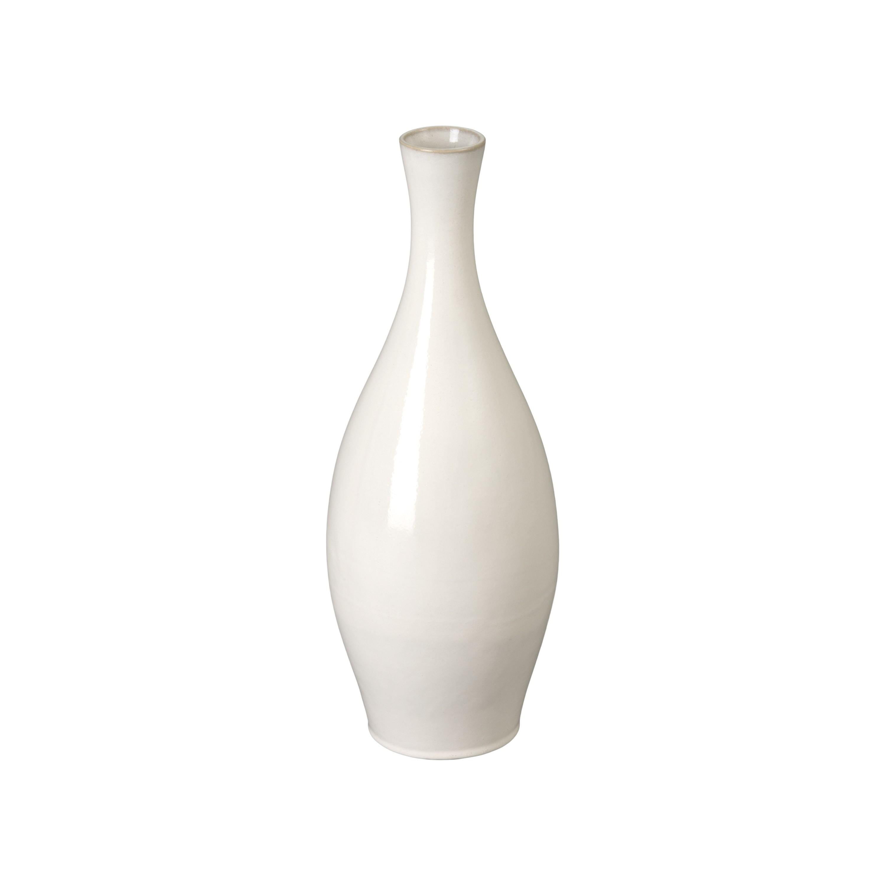 23 in. Round Moon White Ceramic Bottle Vase