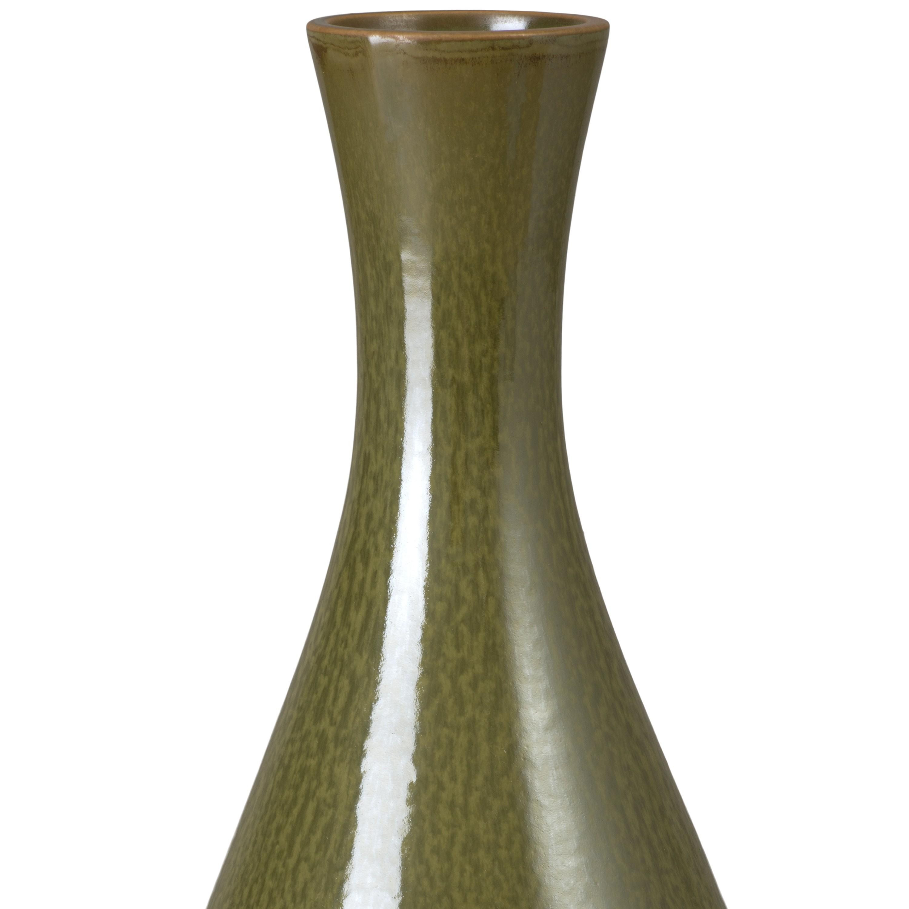 23 in. Round River Moss Ceramic Bottle Vase