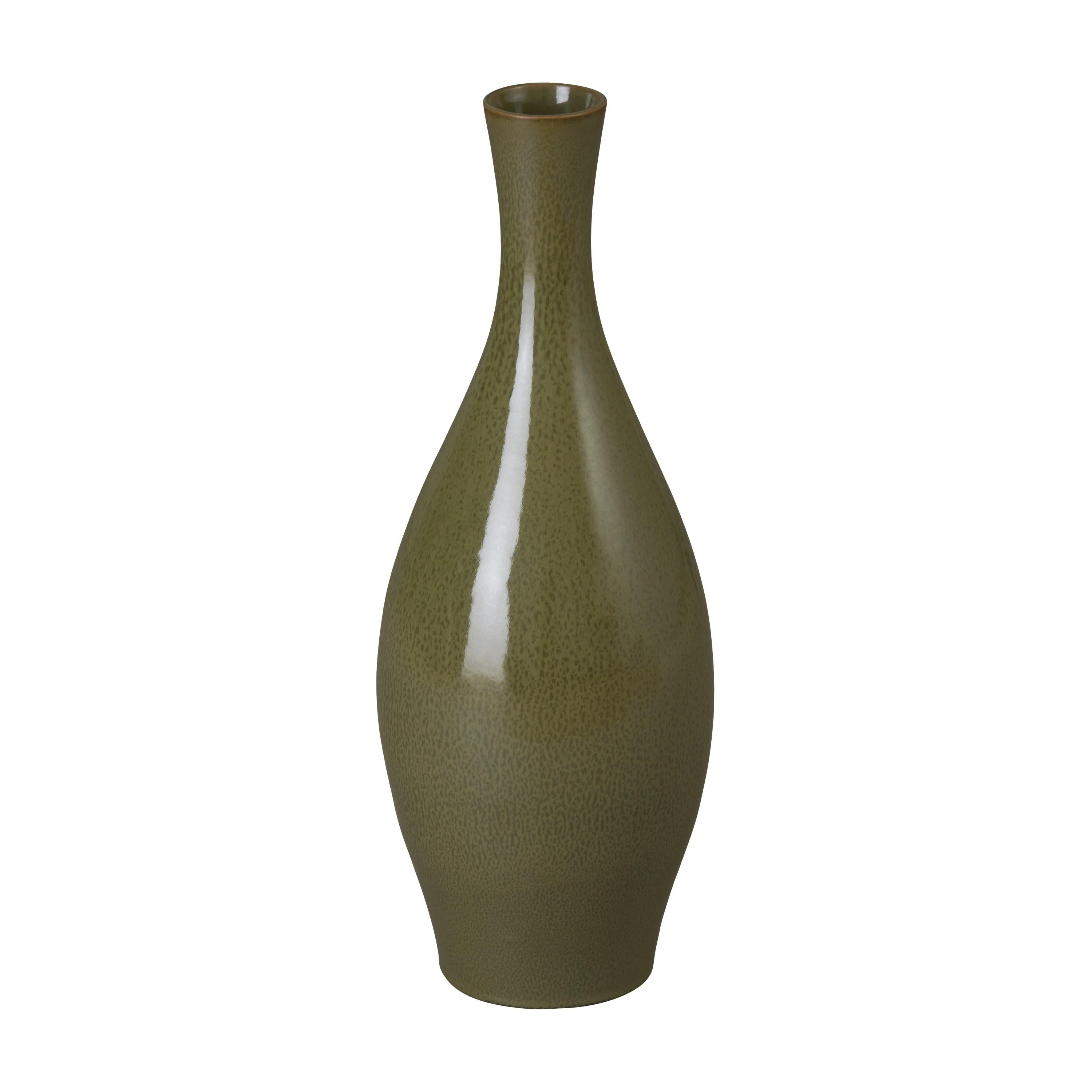 27 in. Round River Moss Ceramic Bottle Vase