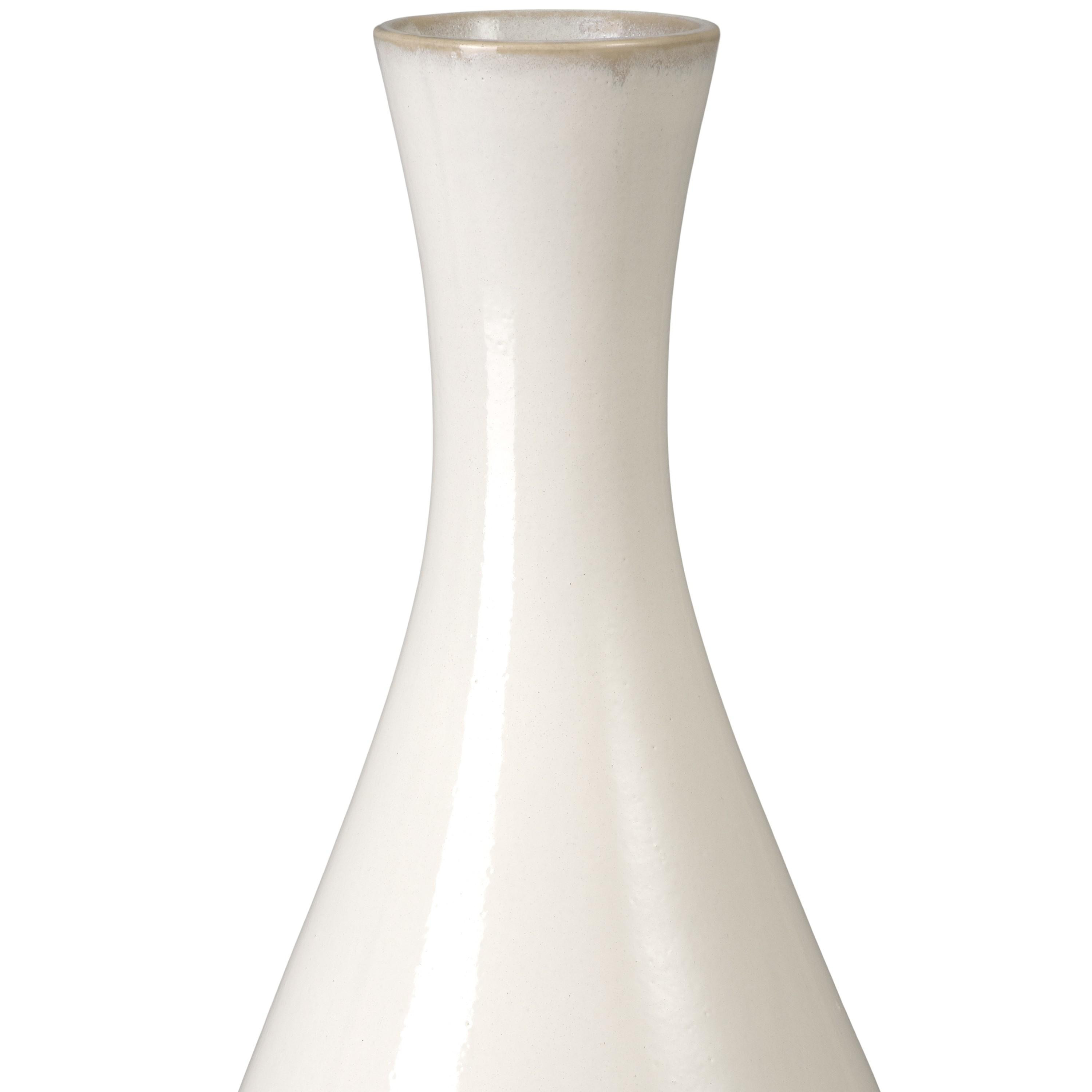 31 in. Round Moon White Ceramic Bottle Vase