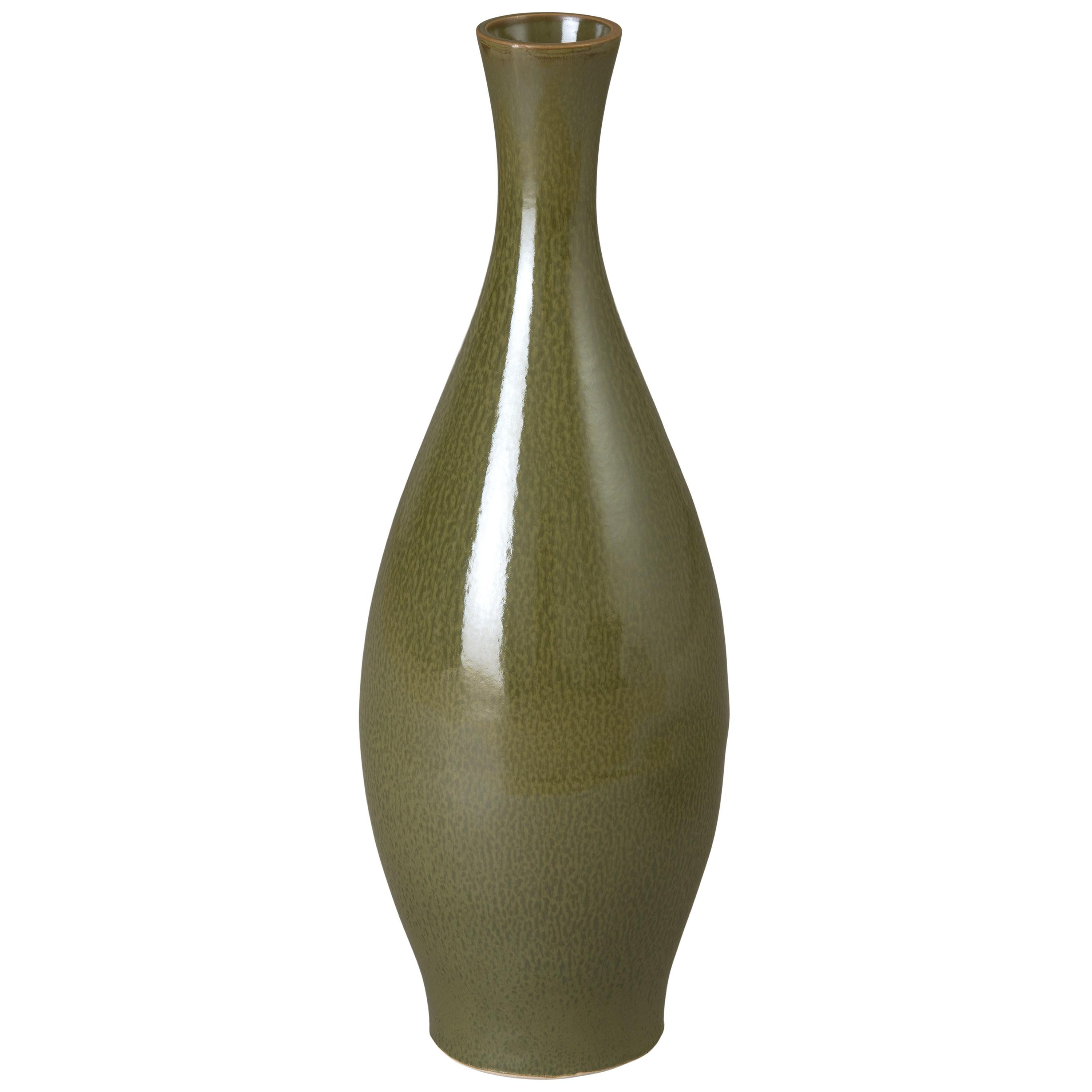 31 in. Round River Moss Ceramic Bottle Vase