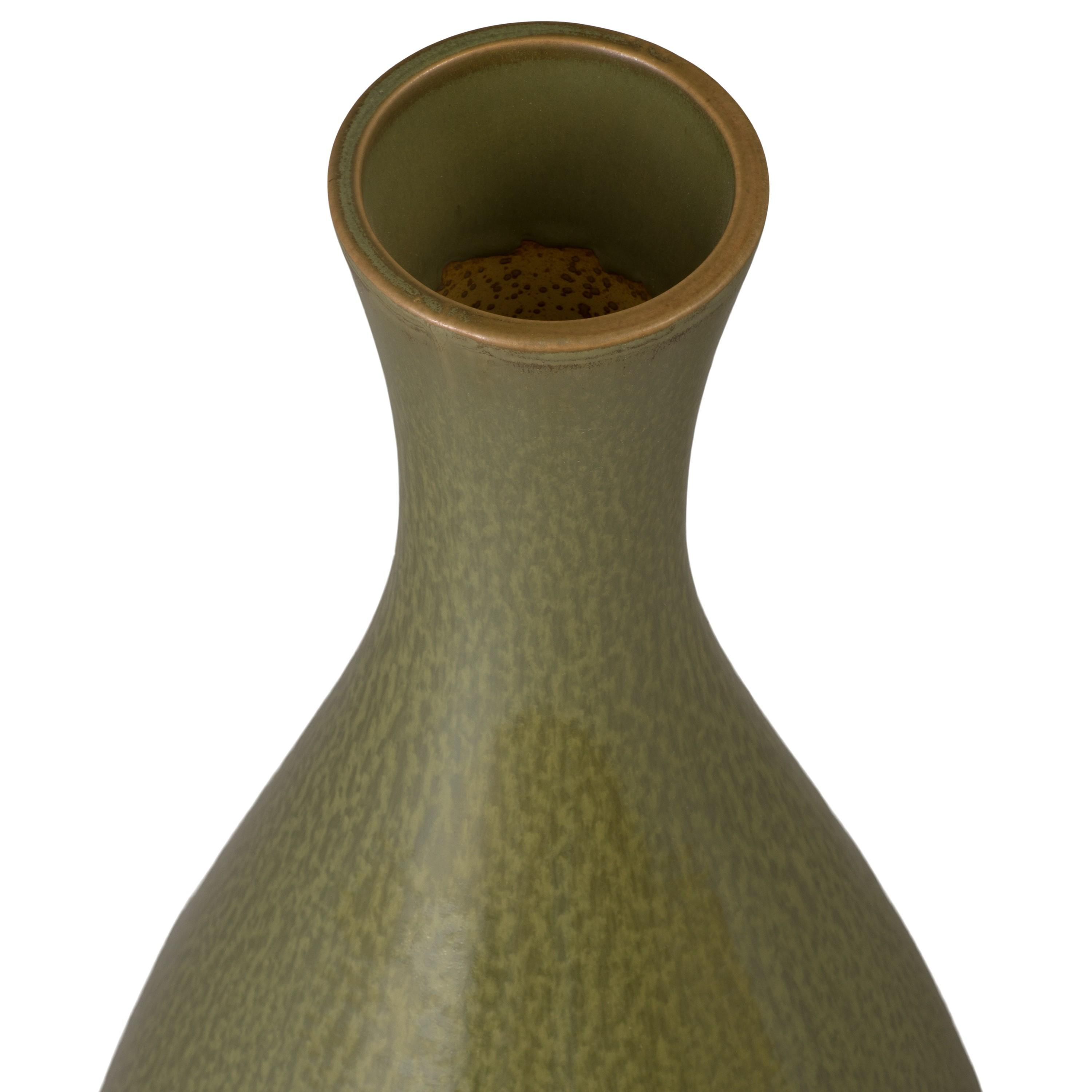 31 in. Round River Moss Ceramic Bottle Vase