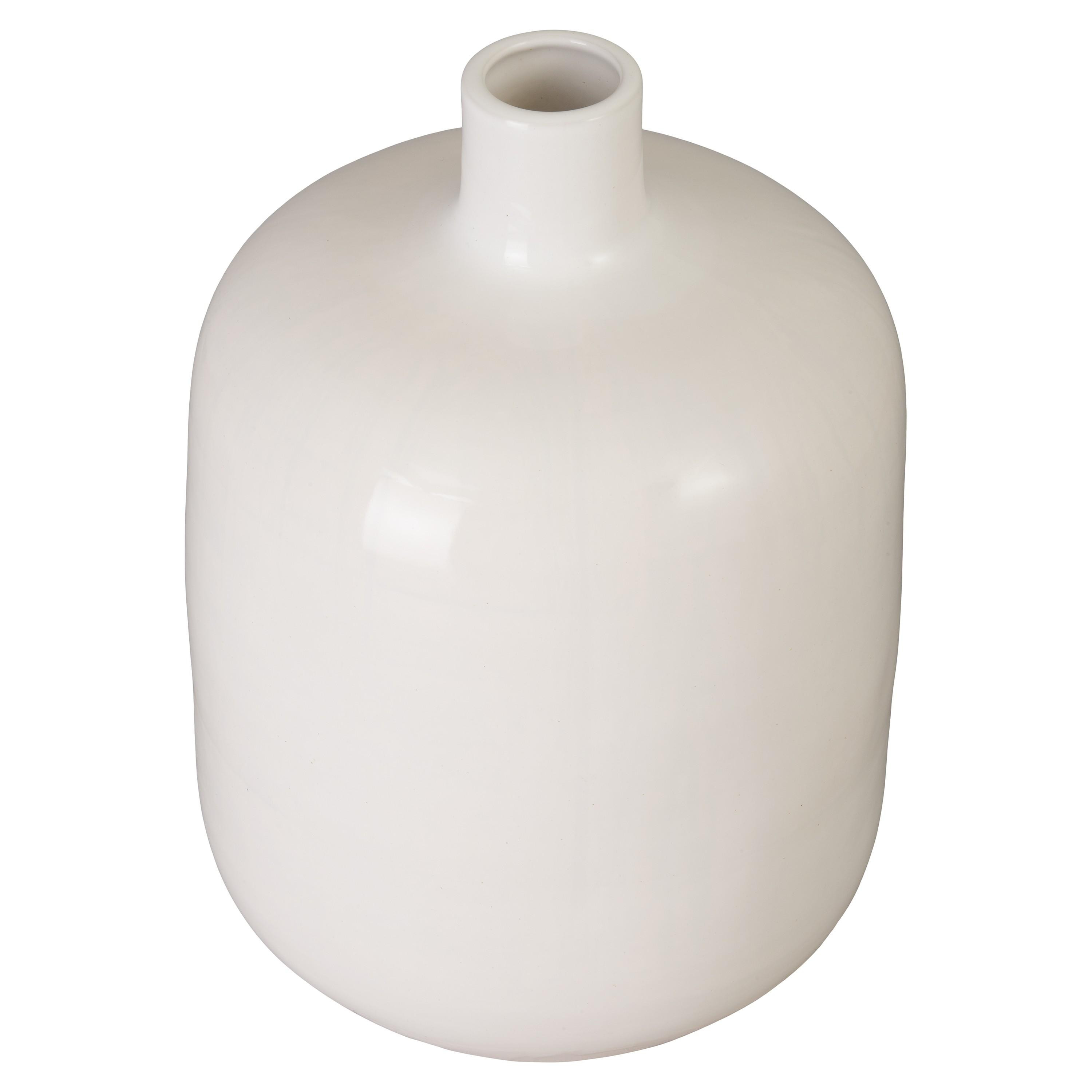 18 in. Round White Ceramic Jug Vase