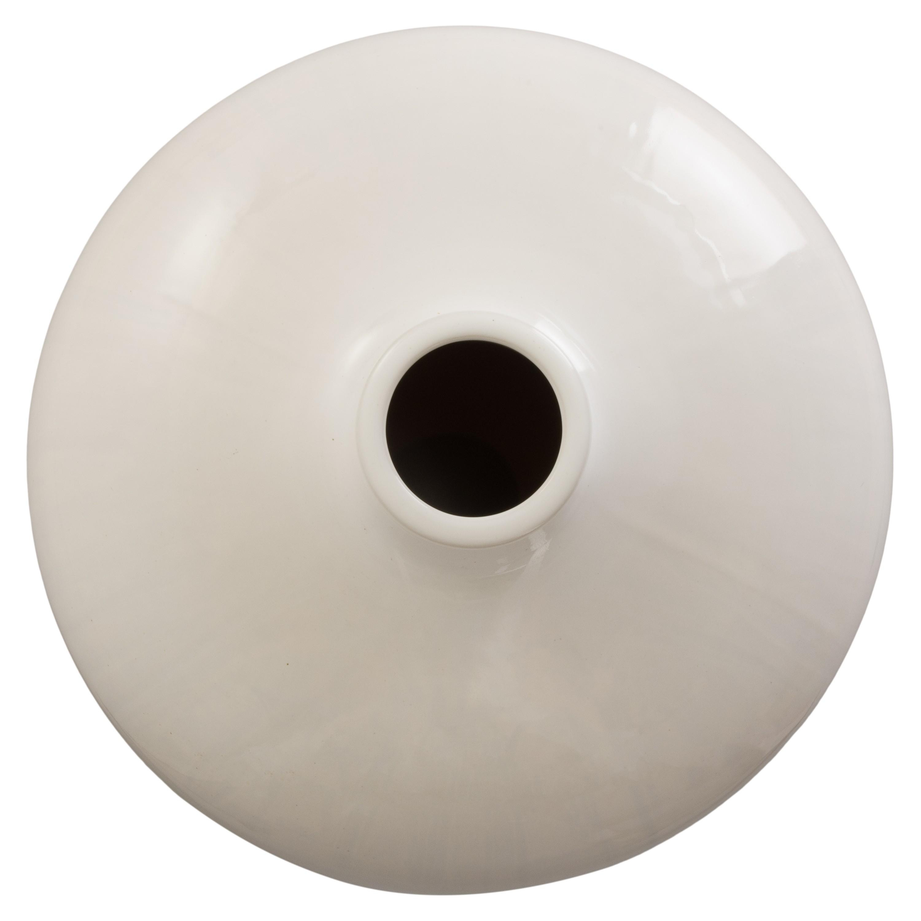 18 in. Round White Ceramic Jug Vase