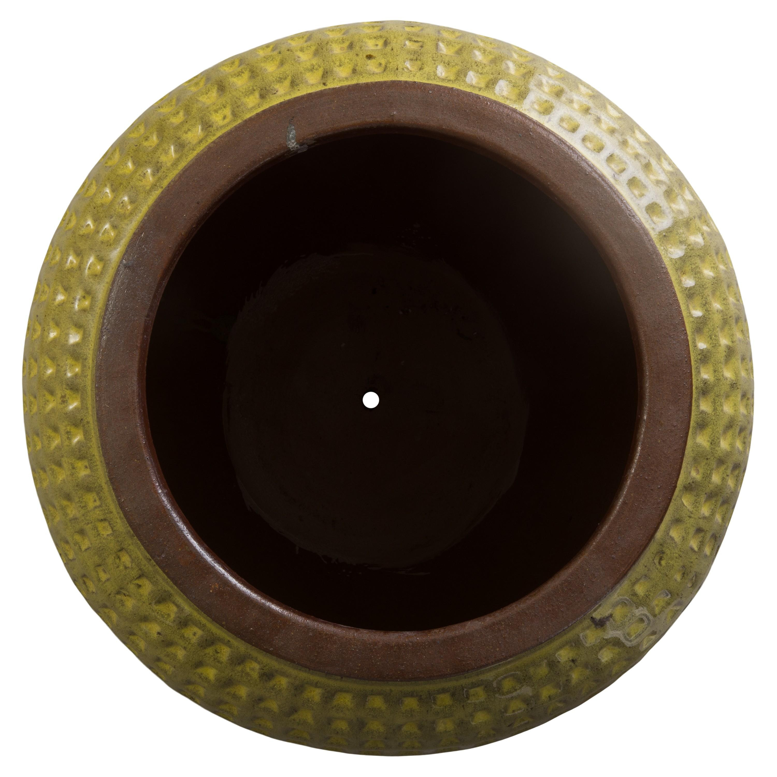 Waffle 32 in. Yellow Ceramic Jar