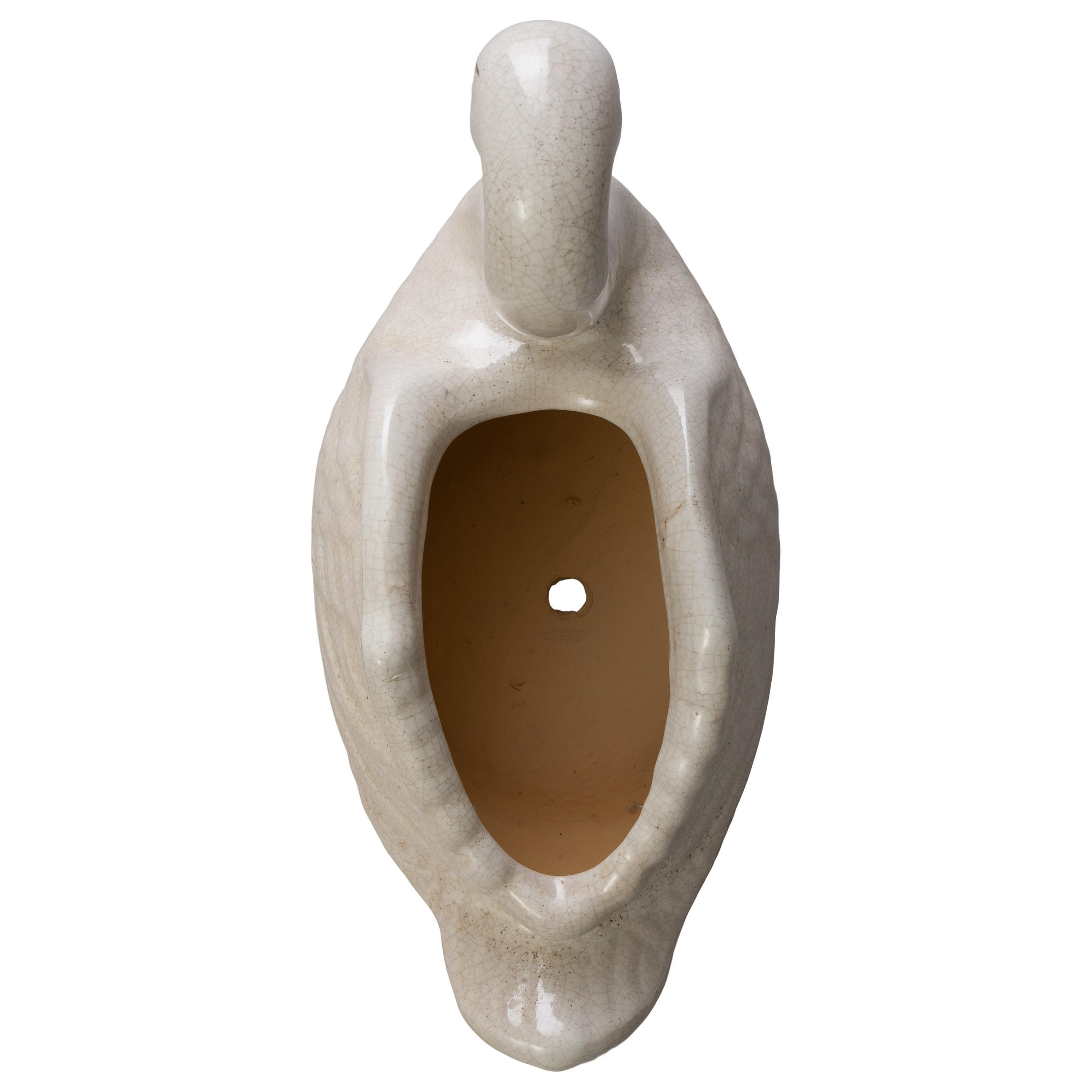 Swan 14 in. H White Crackle Ceramic Planter