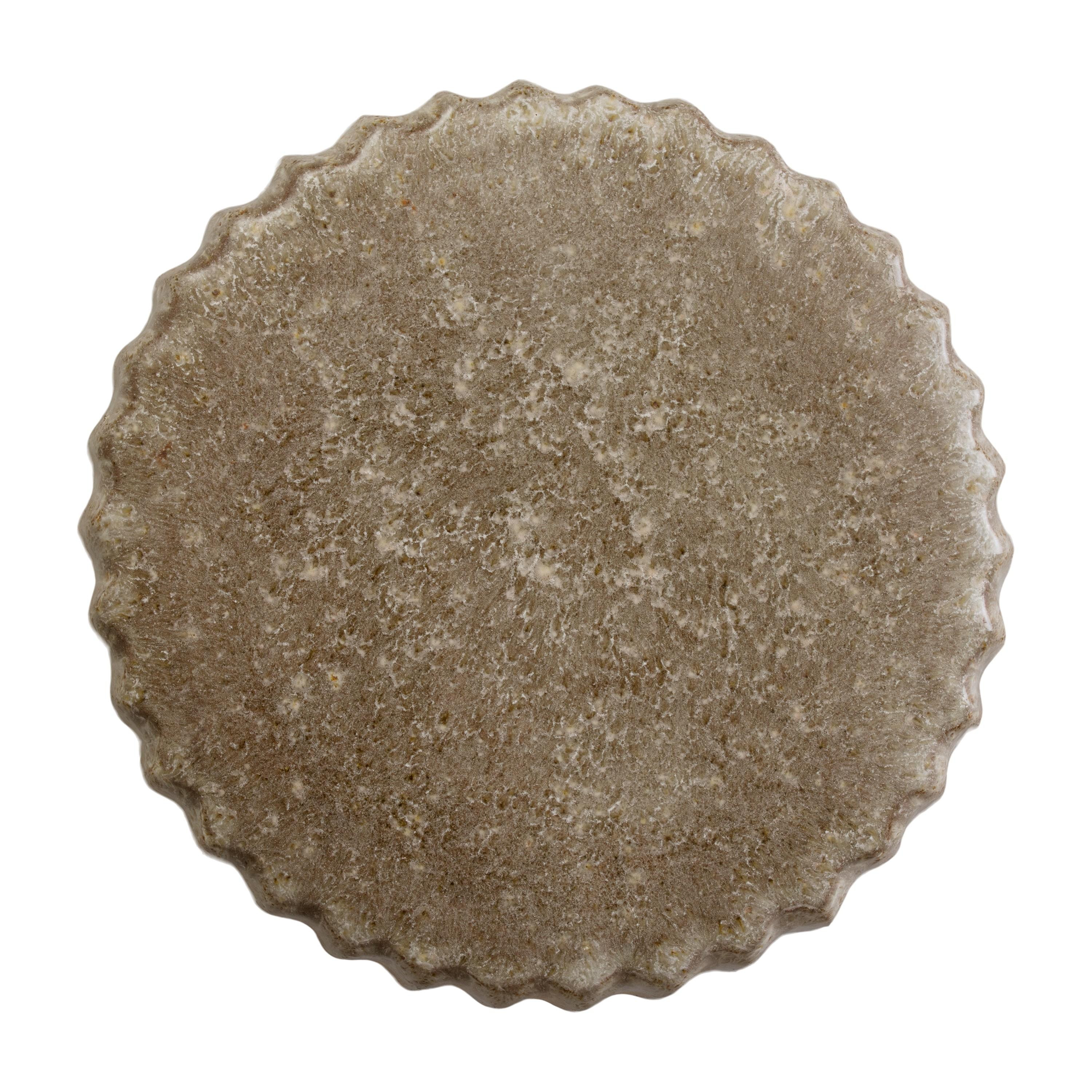 Pleated 18 in. Round Gray Ceramic Garden Stool