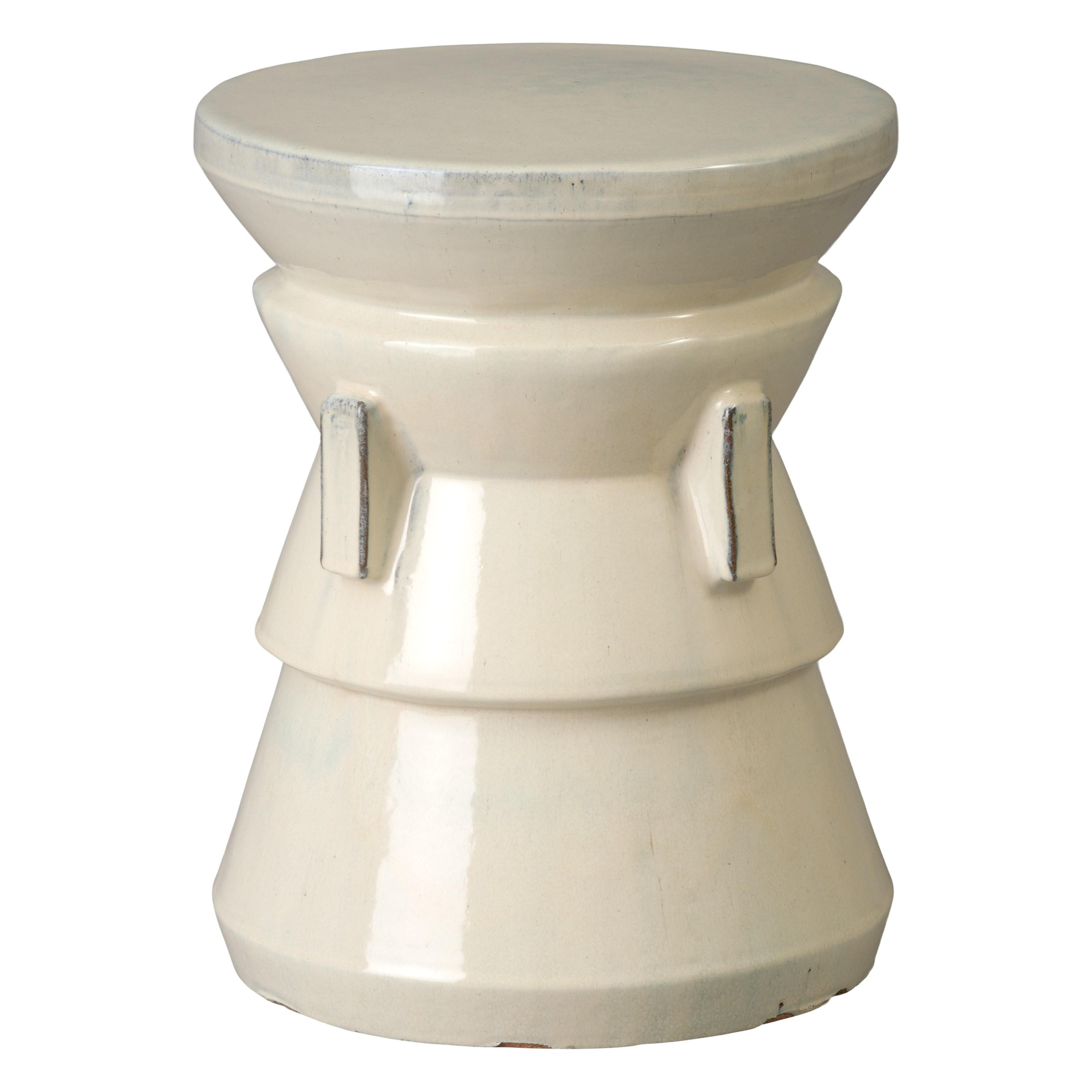 Four Handle 22 in. Cream Ceramic Garden Stool